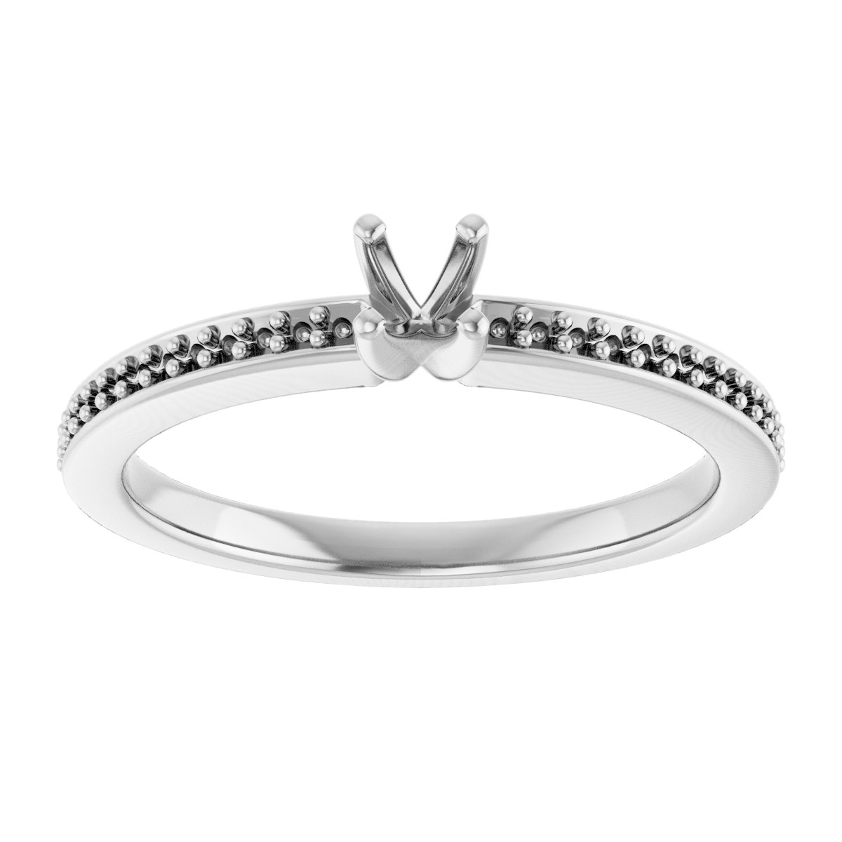 14K White Gold 2.5 mm Square Engagement Ring Mounting