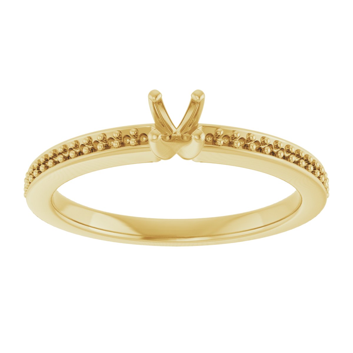 14K Yellow Gold 2.5 mm Square Engagement Ring Mounting