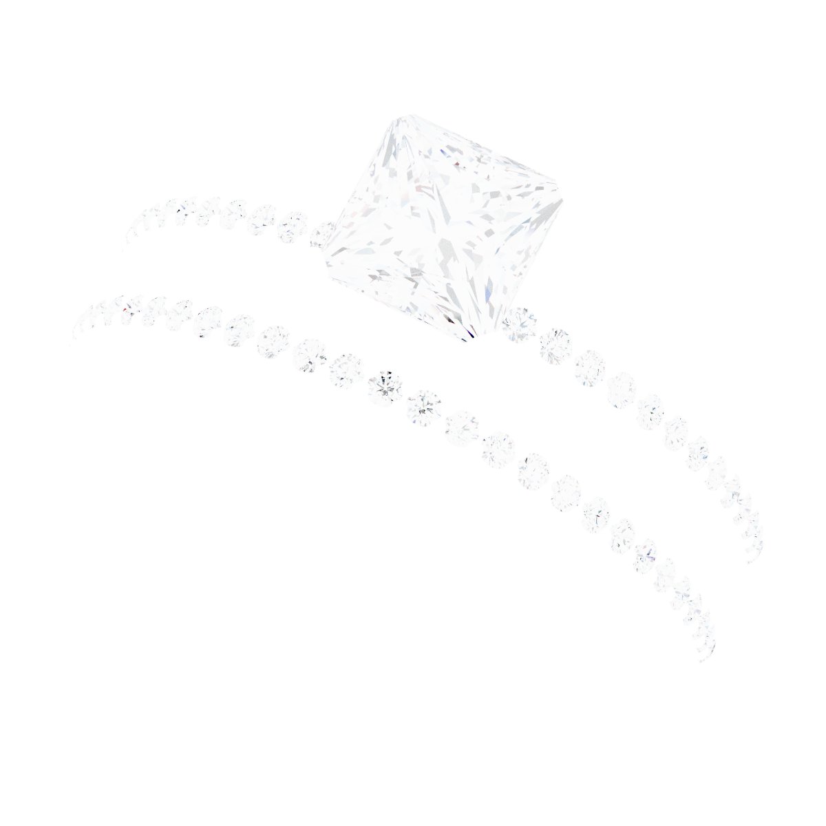 14K White/Rose Gold 5 mm Square Engagement Ring Mounting fully set