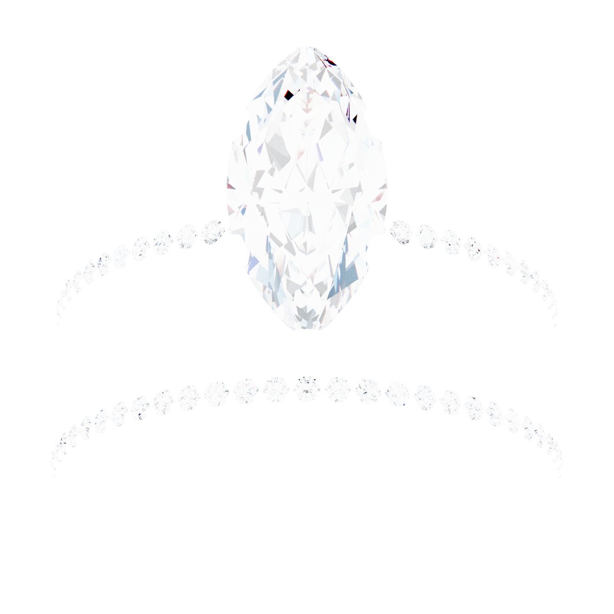18K White/Yellow Gold 12x6 mm Marquise Engagement Ring Mounting fully set