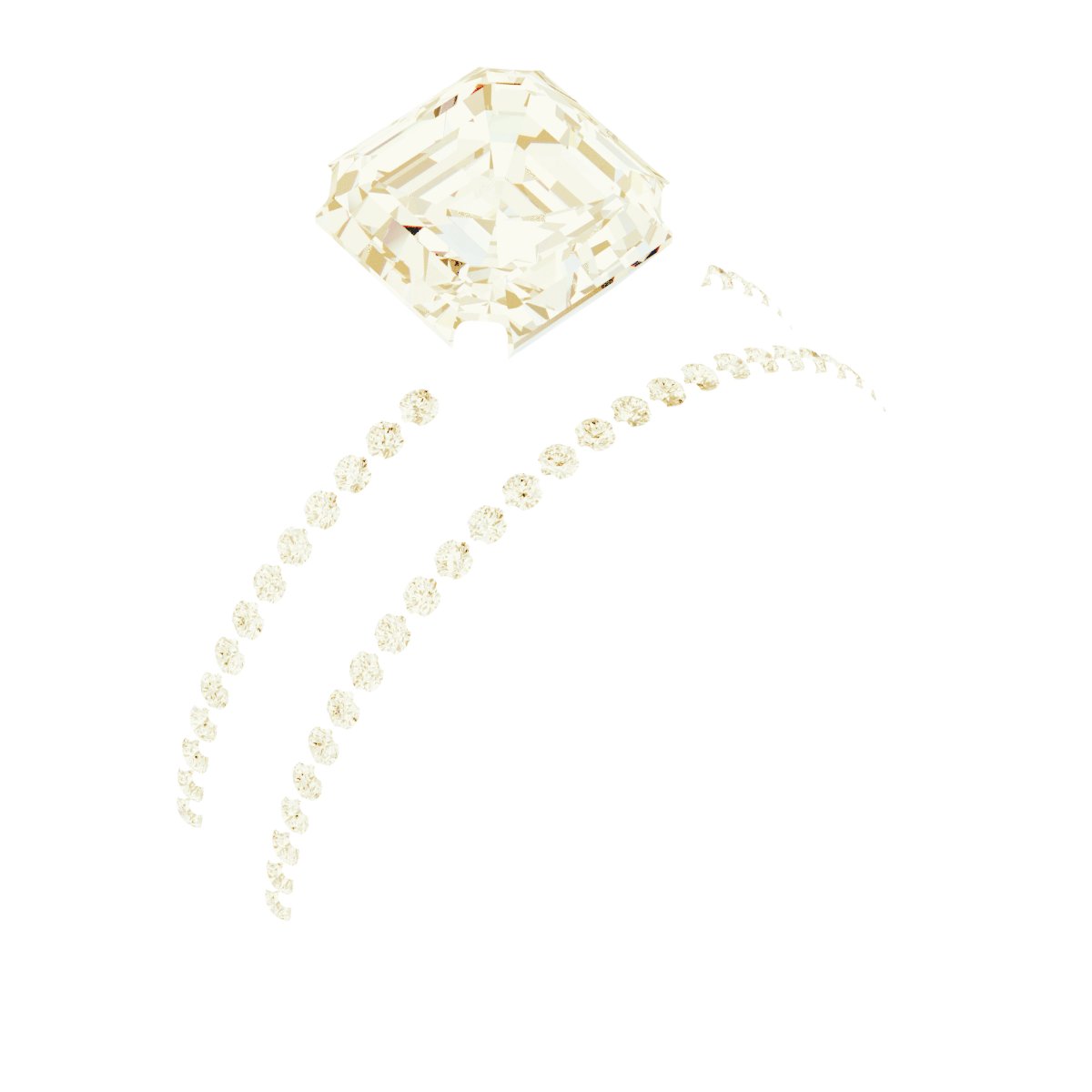 18K Yellow Gold 7 mm Asscher Engagement Ring Mounting fully set