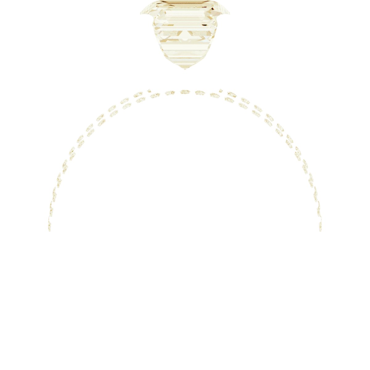 18K Yellow Gold 7 mm Asscher Engagement Ring Mounting fully set