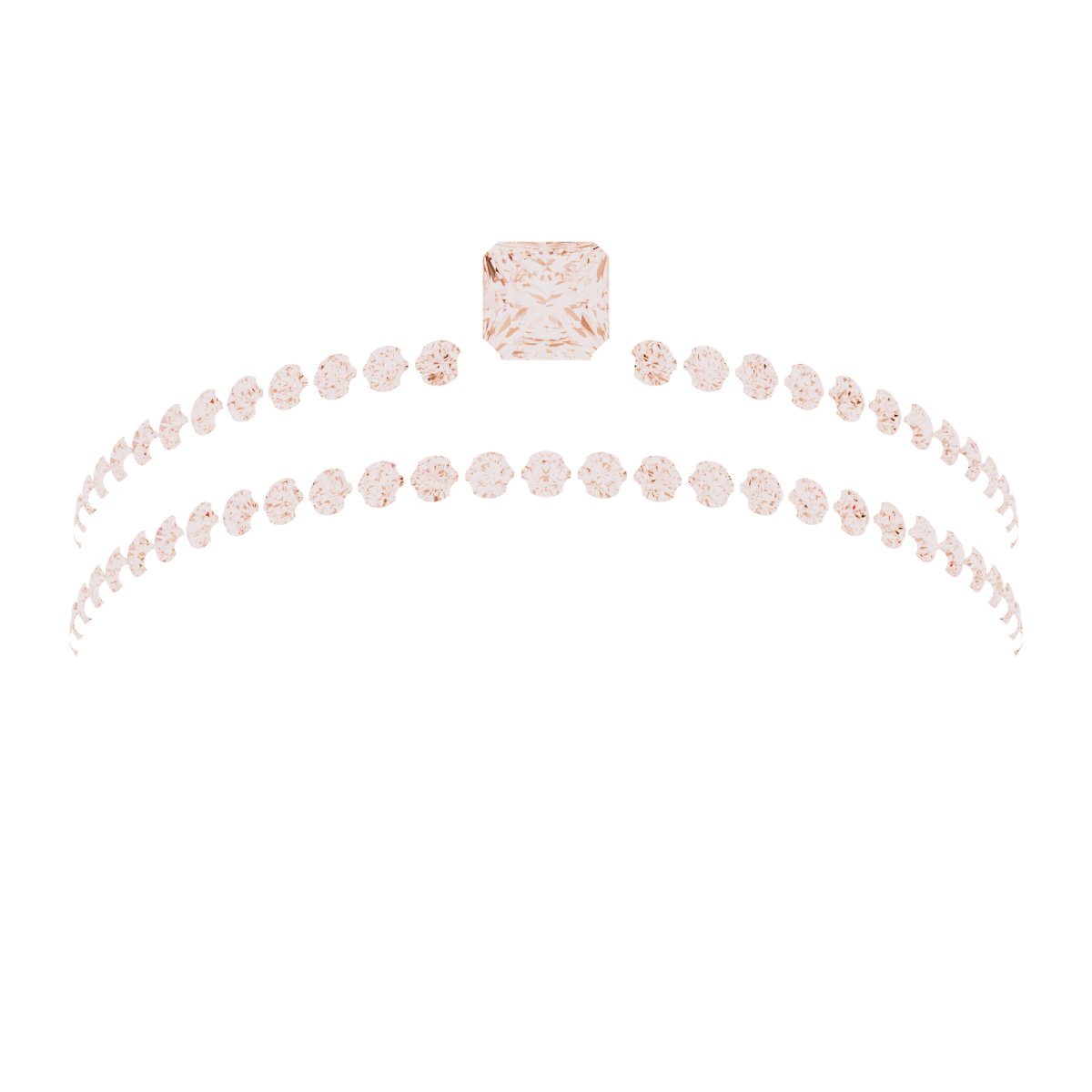 14K Rose Gold 2.5 mm Square Engagement Ring Mounting fully set