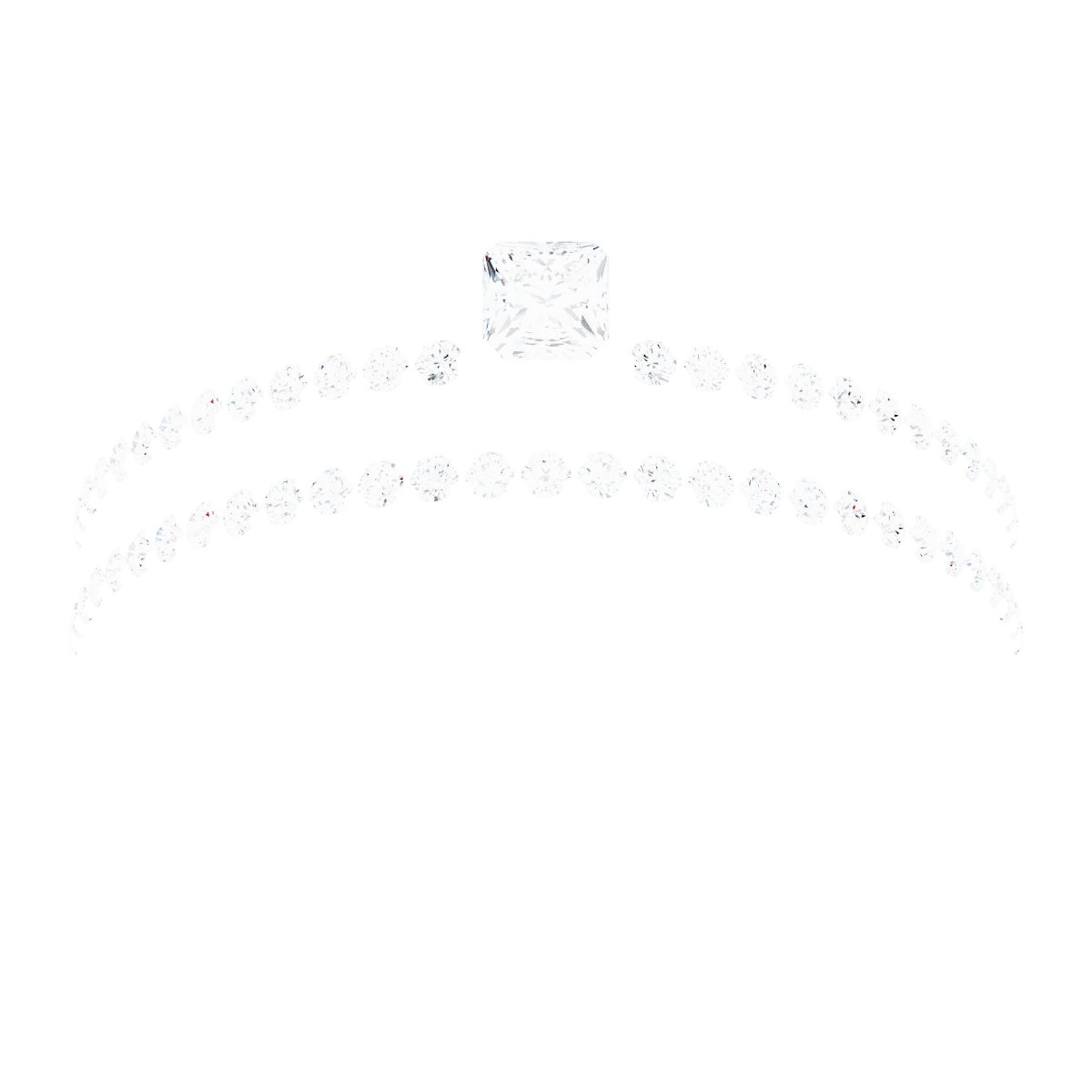 14K White Gold 2.5 mm Square Engagement Ring Mounting fully set