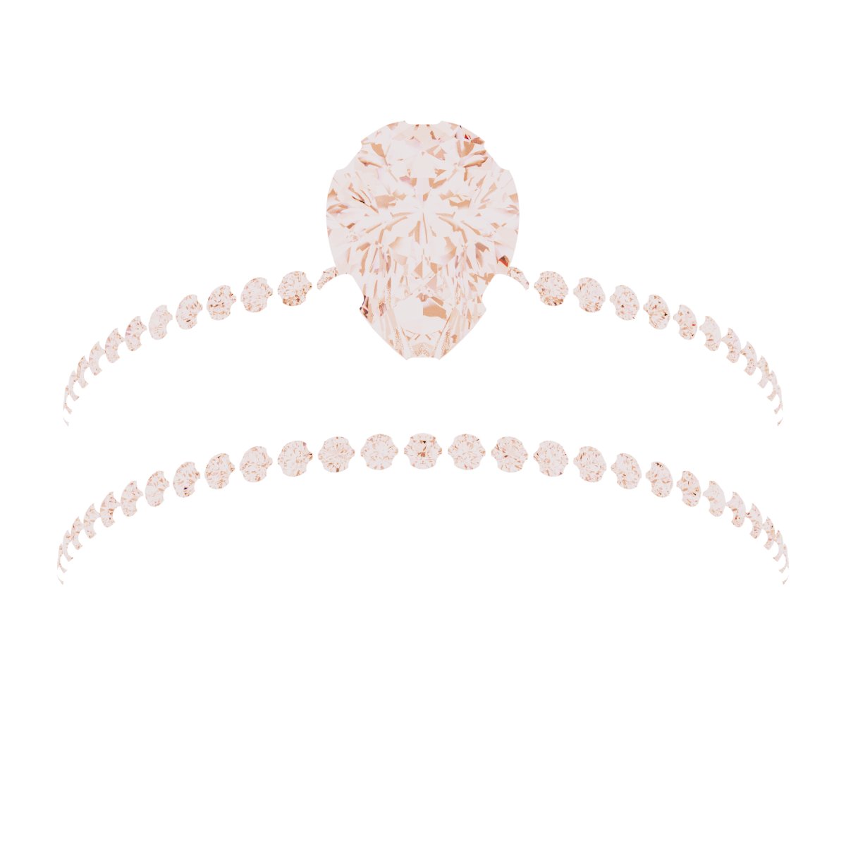 14K Rose Gold 7x5 mm Pear Engagement Ring Mounting fully set