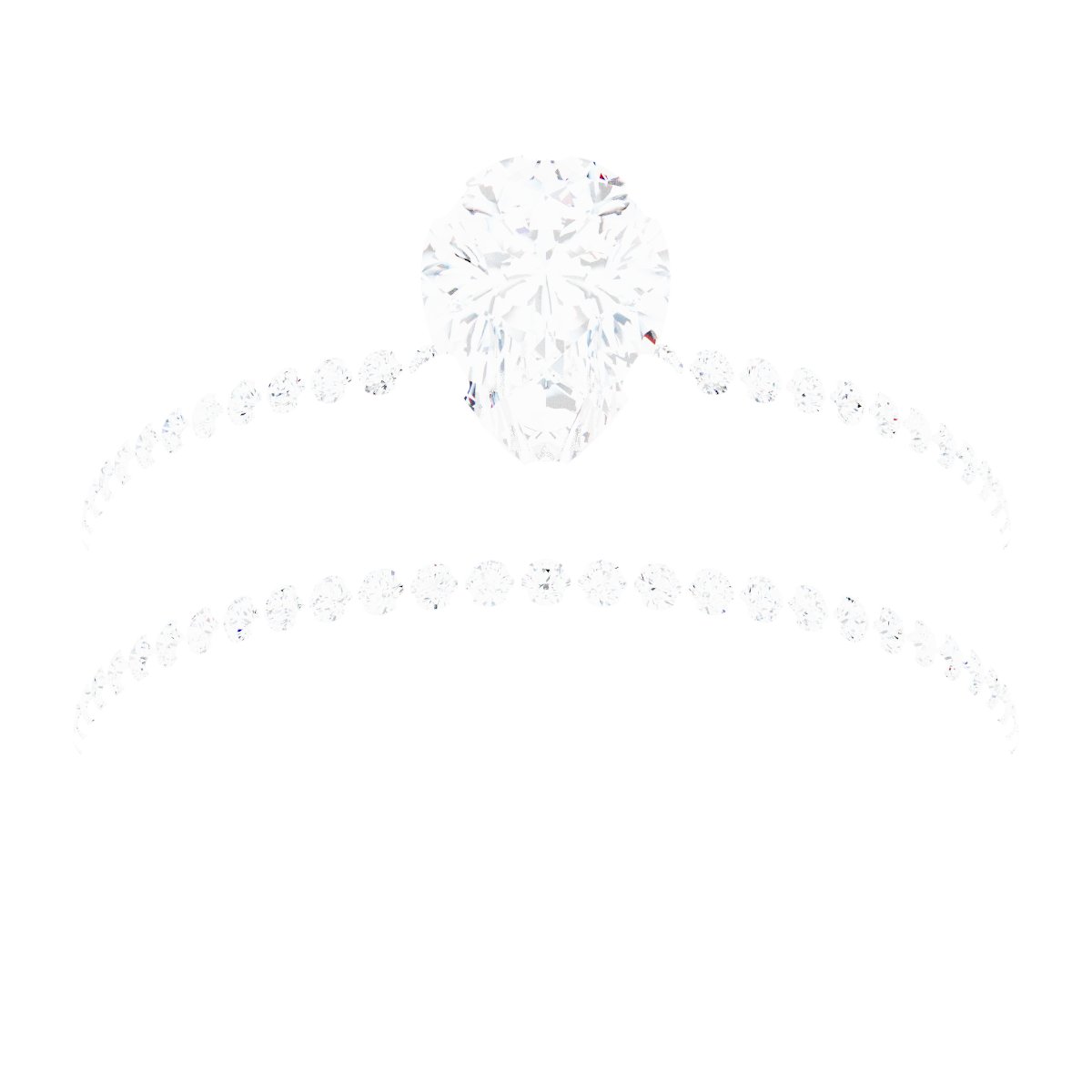 18K White/Rose Gold 7x5 mm Pear Engagement Ring Mounting fully set