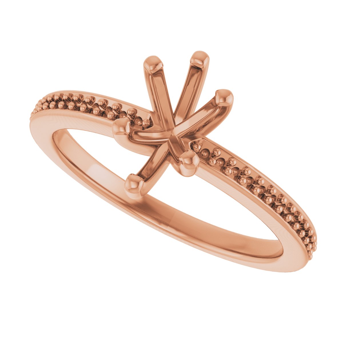 18K Rose Gold 8x5 mm Pear Engagement Ring Mounting fully set