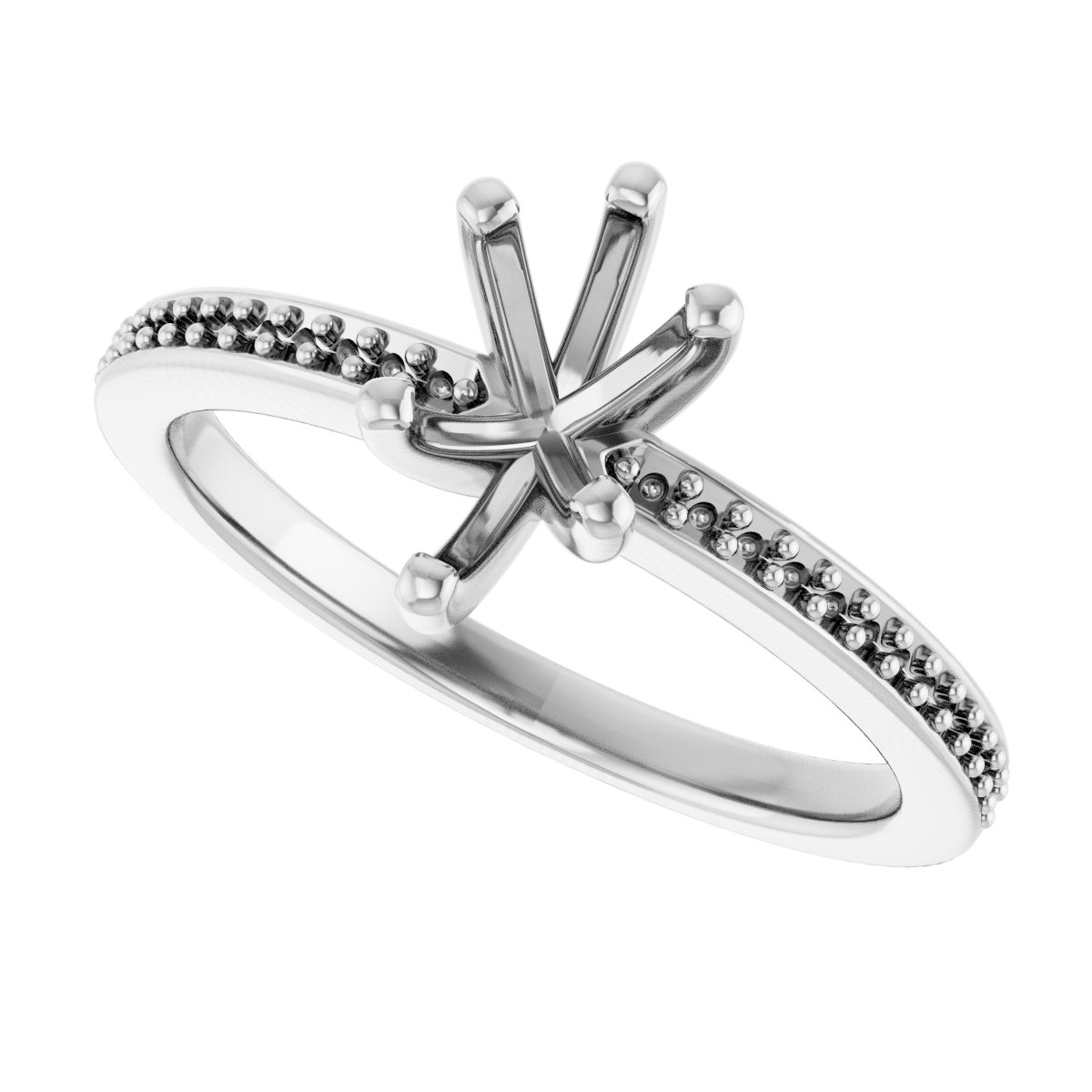 18K White Gold 8x5 mm Pear Engagement Ring Mounting fully set