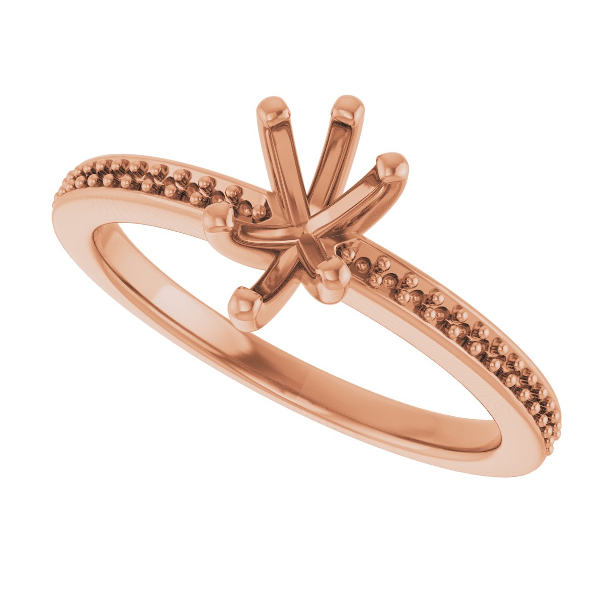 14K Rose Gold 7x5 mm Pear Engagement Ring Mounting fully set