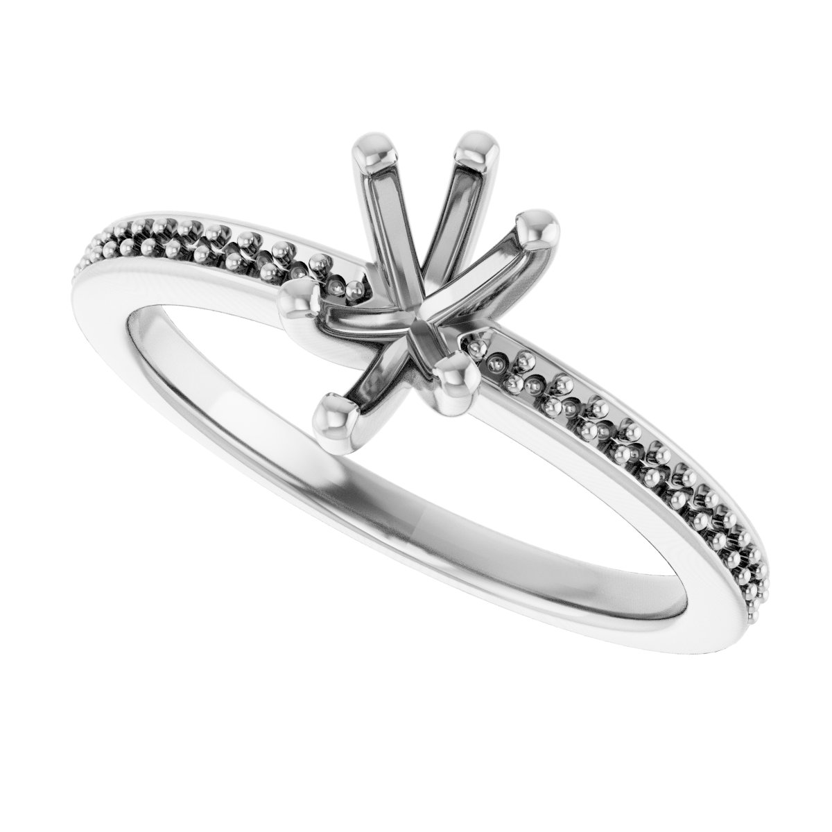 14K White Gold 7x5 mm Pear Engagement Ring Mounting fully set
