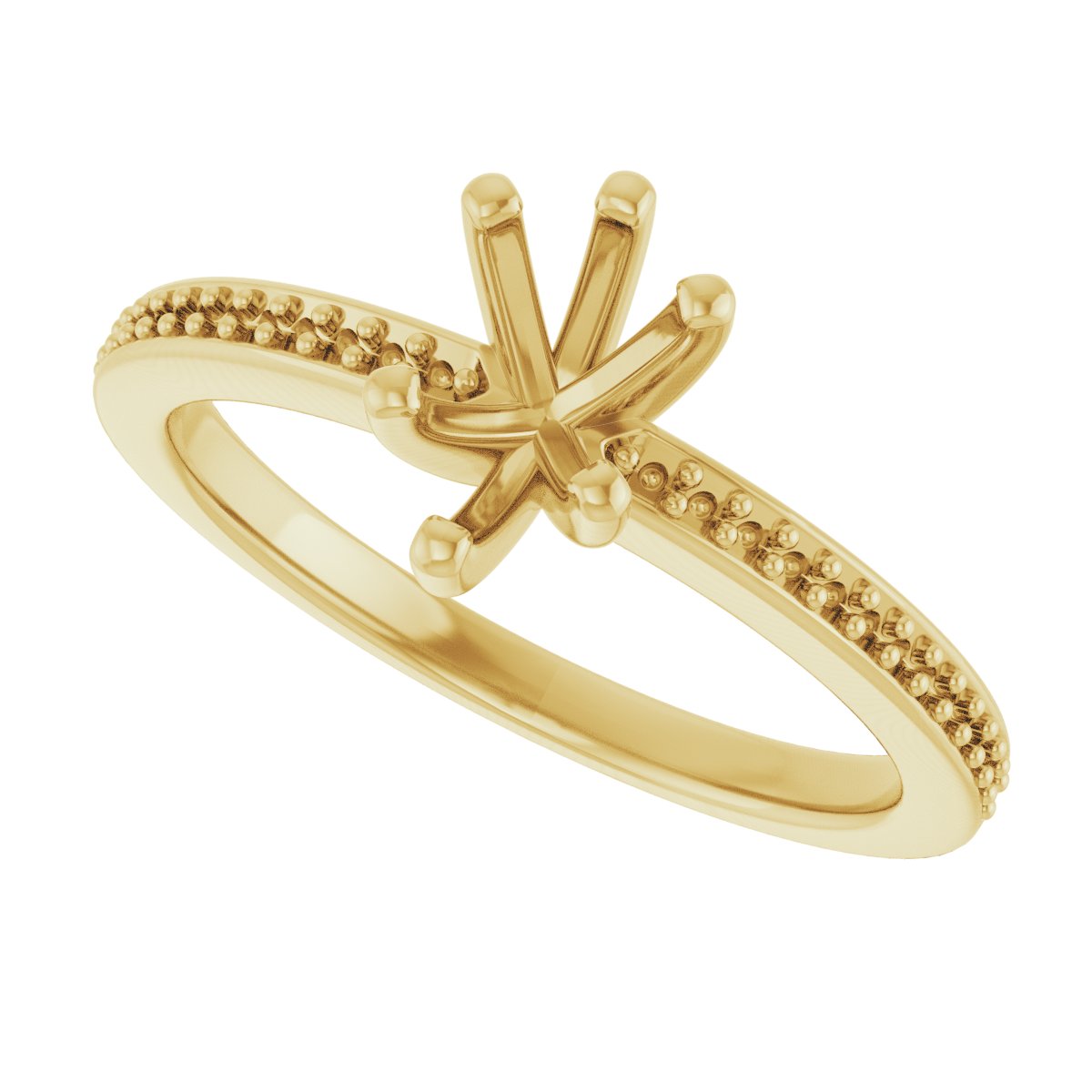 18K Yellow Gold 7x5 mm Pear Engagement Ring Mounting fully set