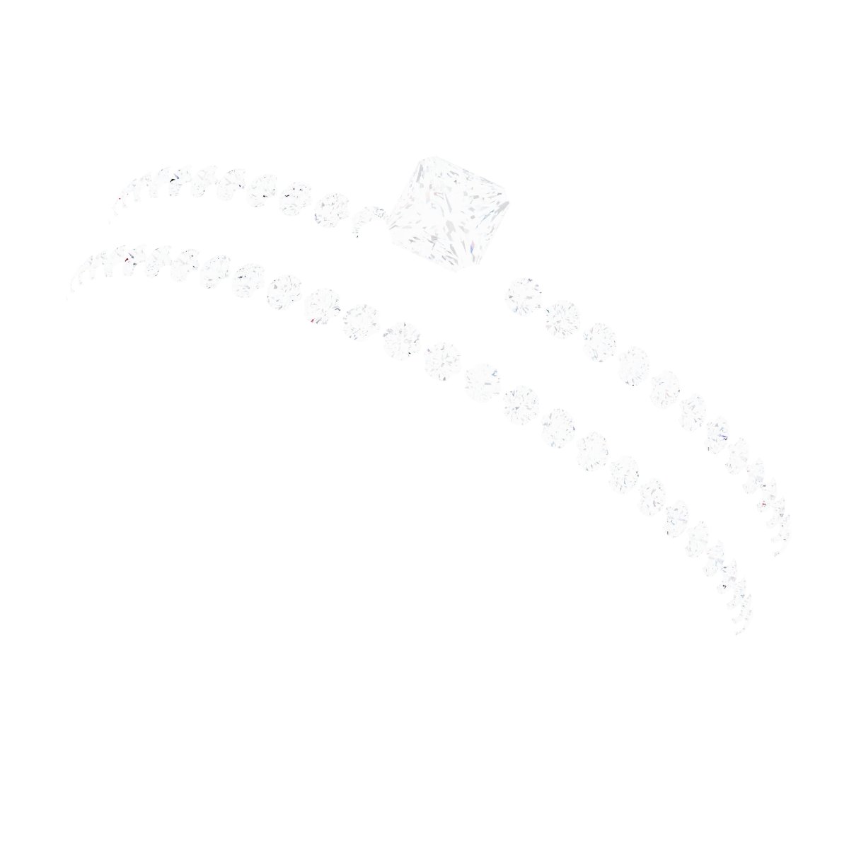 14K White Gold 2.5 mm Square Engagement Ring Mounting fully set