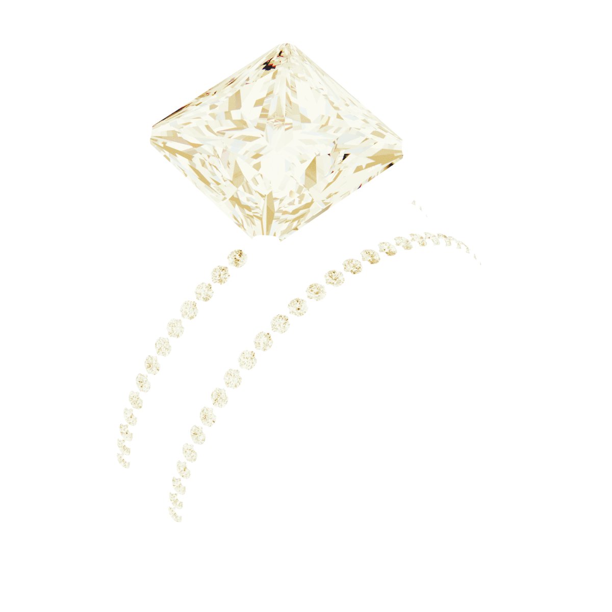 18K Yellow/White Gold 9 mm Square Engagement Ring Mounting fully set