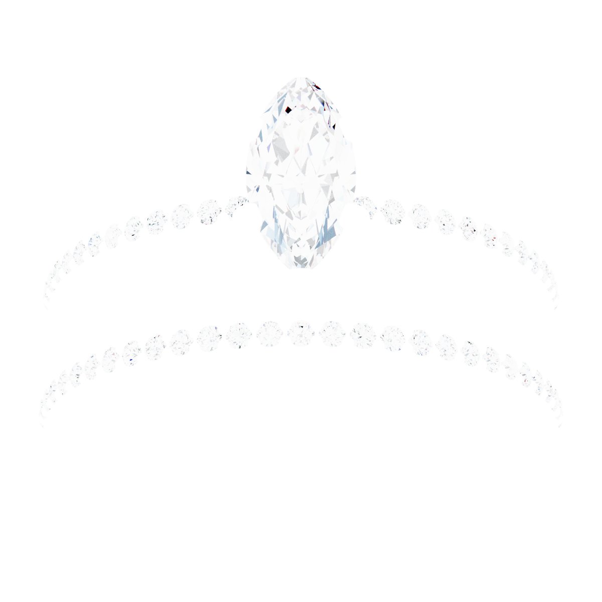18K White/Yellow Gold 8x4 mm Marquise Engagement Ring Mounting fully set