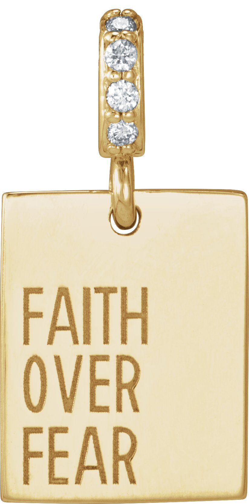 14K Yellow .02 CTW Natural Diamond Faith Over Fear Pendant