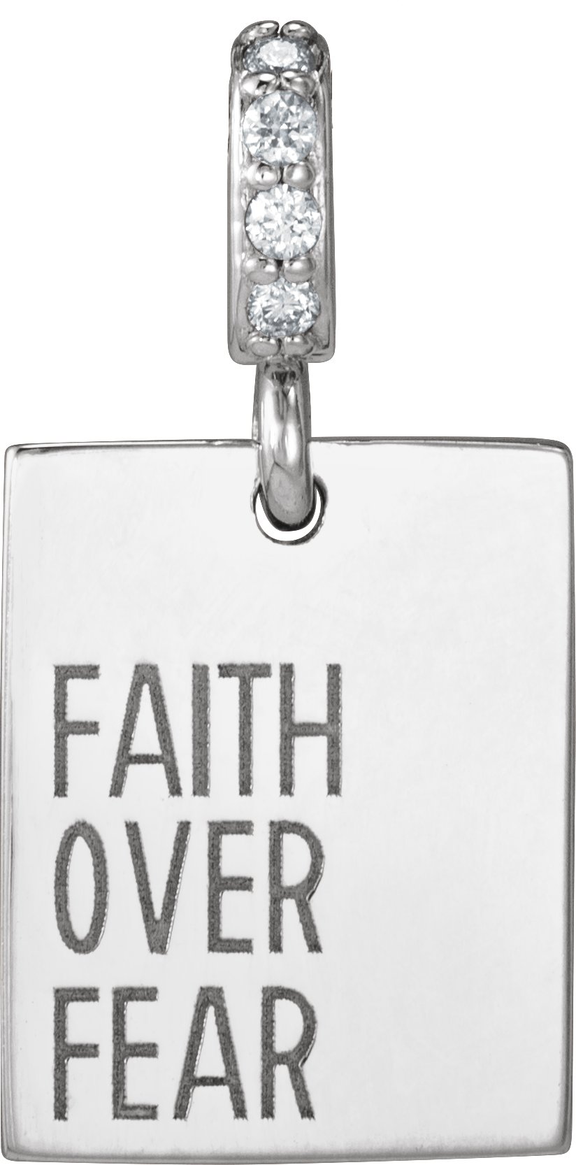 Sterling Silver .02 CTW Natural Diamond Faith Over Fear Pendant