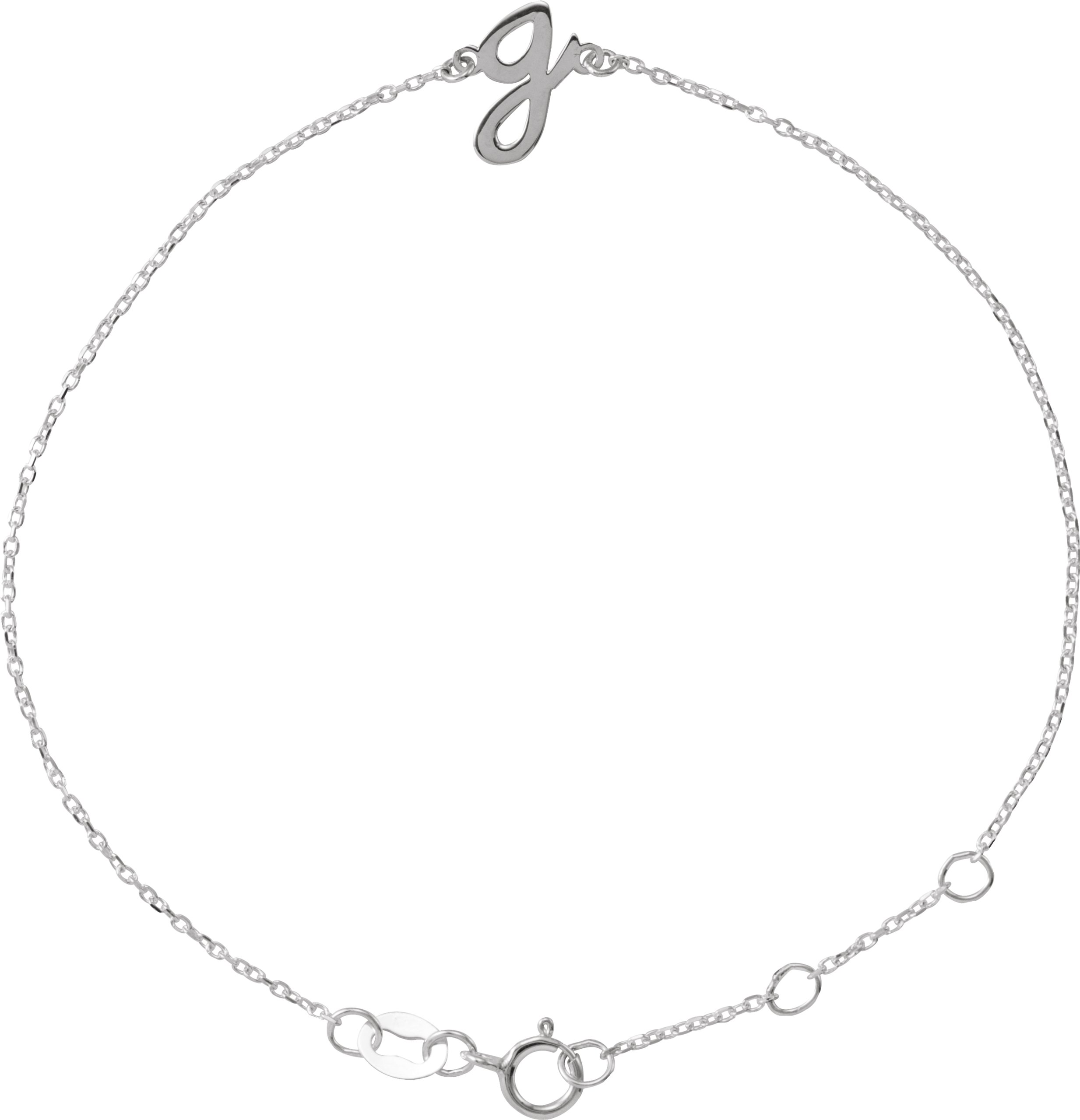 Sterling Silver Initial G 6 1/2-7 1/2 Bracelet