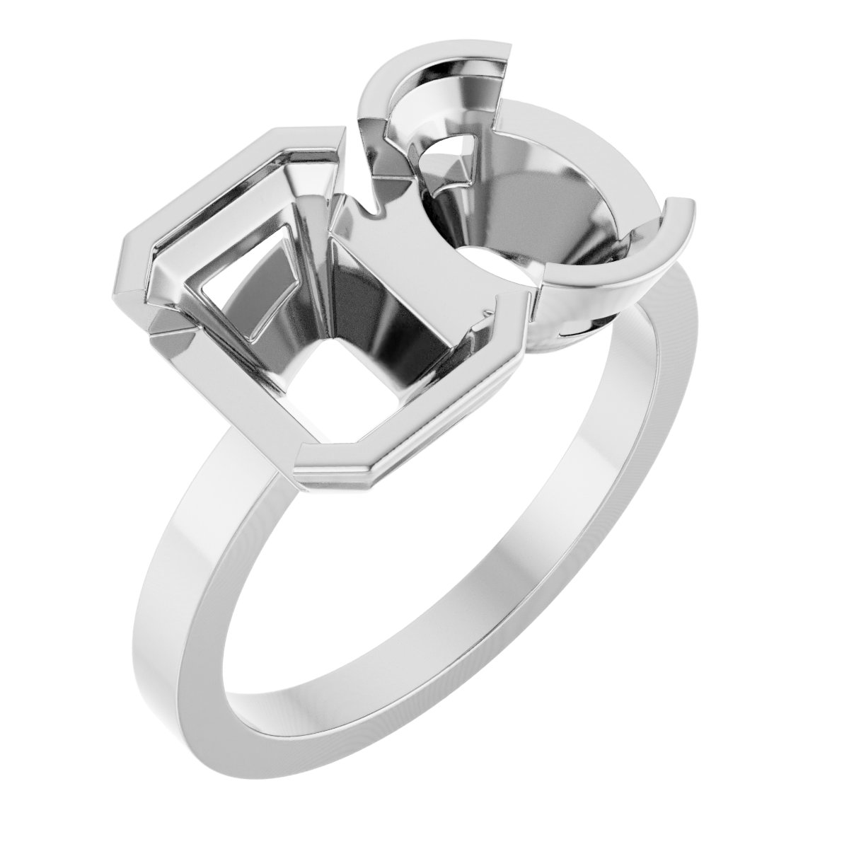 Half-Bezel Two-Stone Engagement Ring or Band