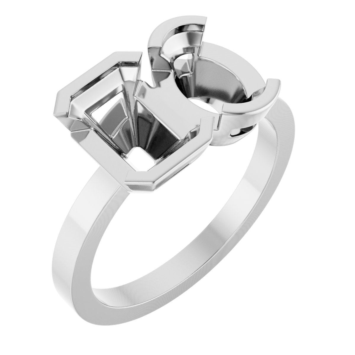 Half-Bezel Two-Stone Engagement Ring or Band