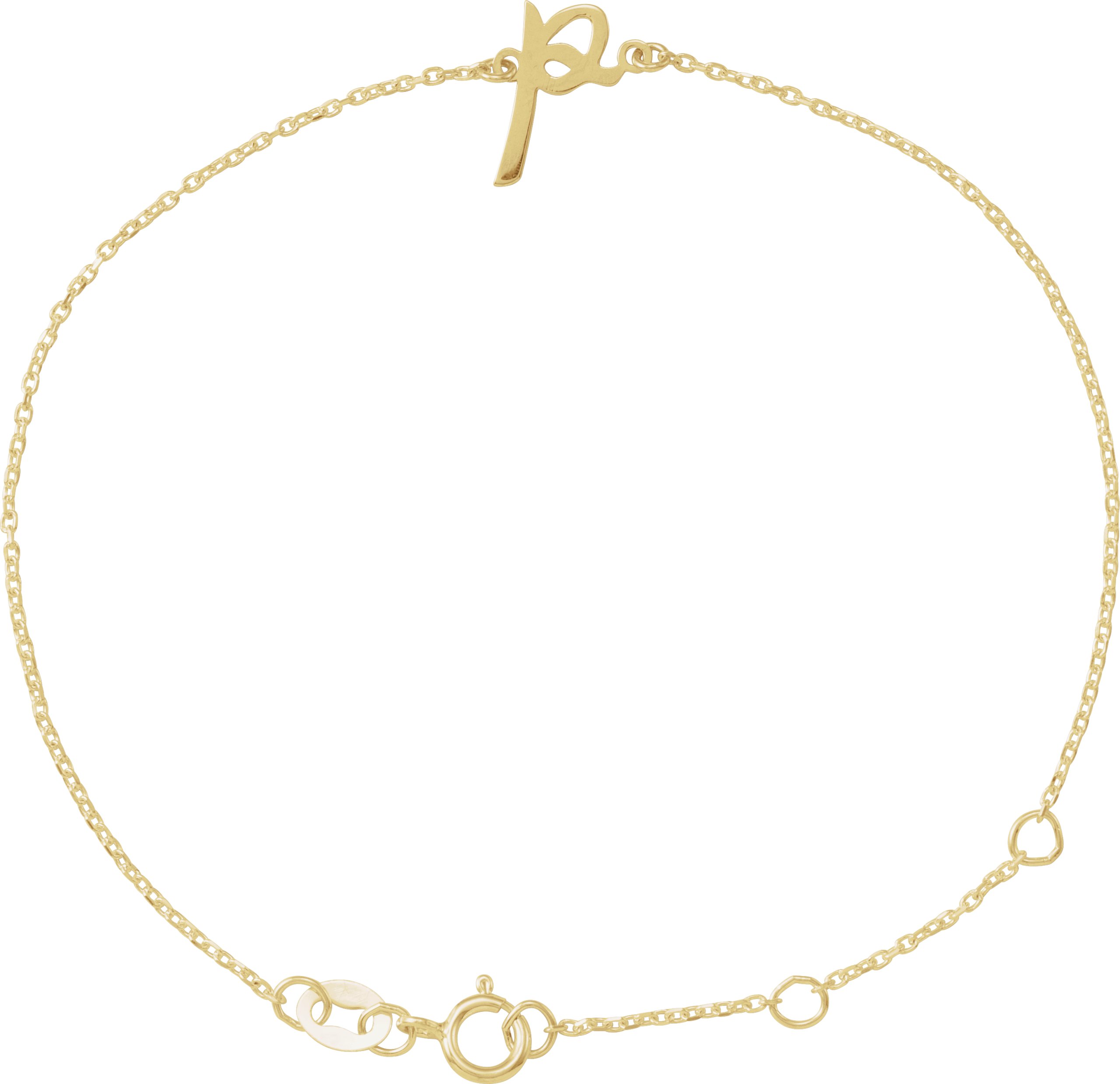 14K Yellow Initial N 6 1/2-7 1/2" Bracelet