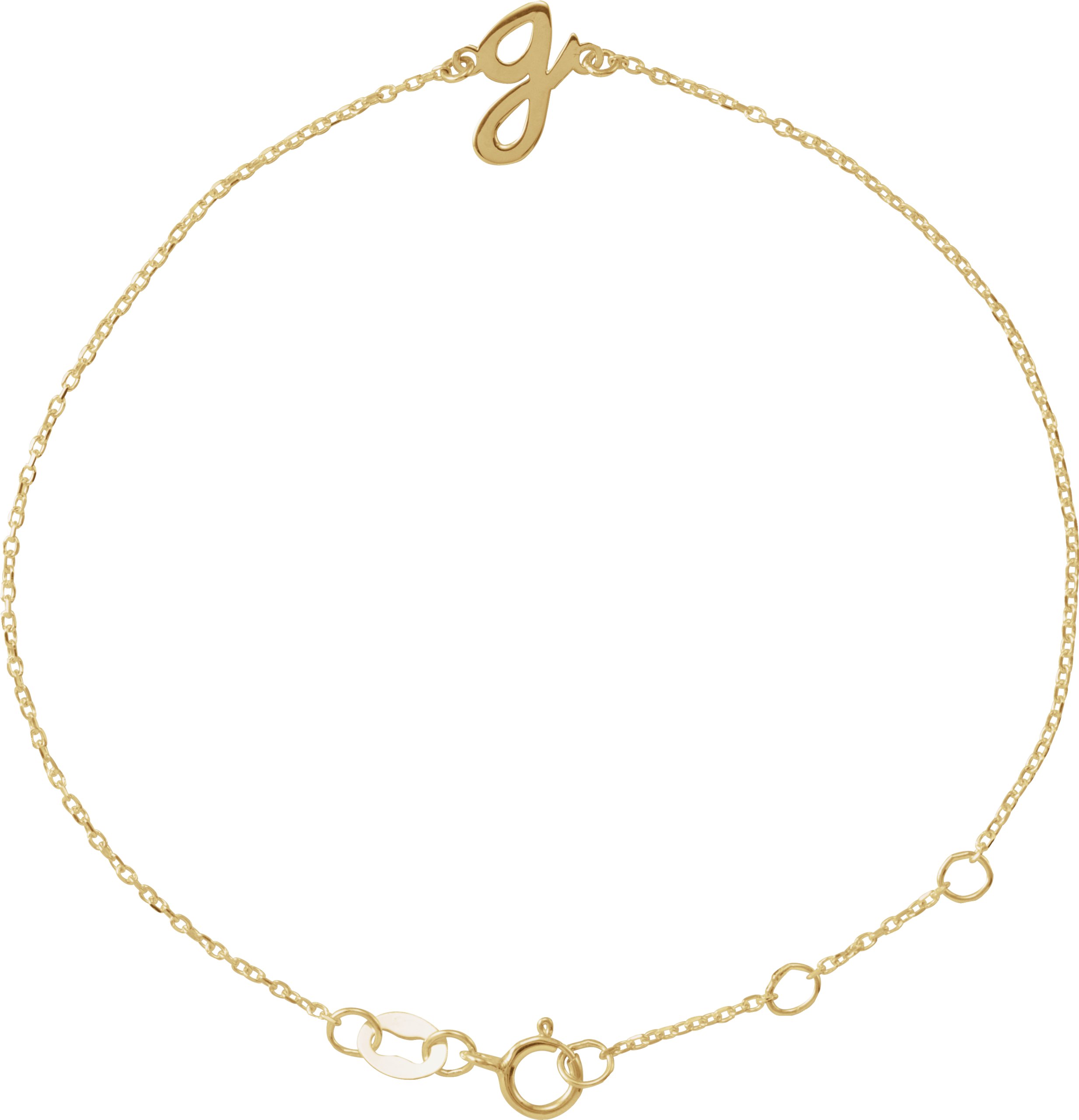 14K Yellow Initial G 6 1/2-7 1/2" Bracelet