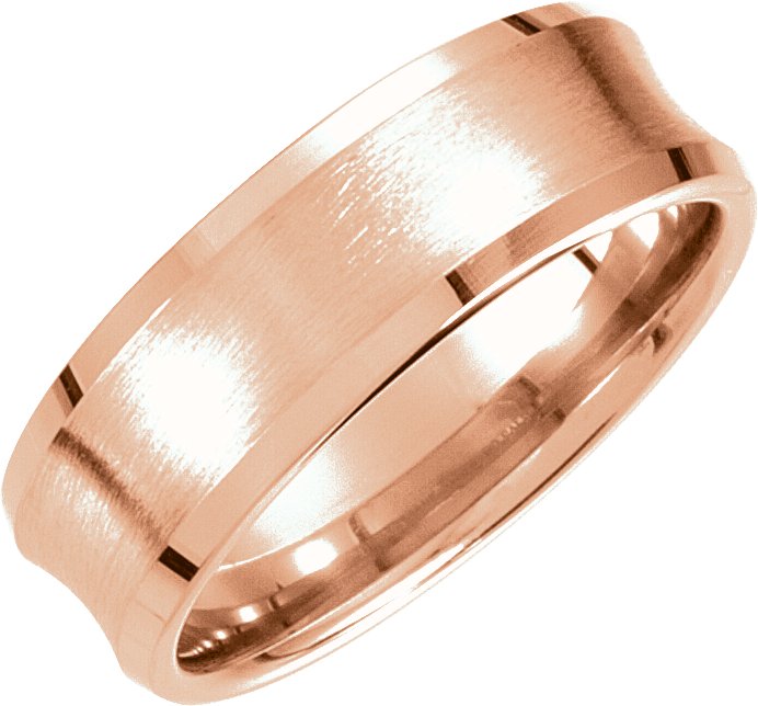 14K Rose 7.5 mm Concave Beveled Edge Band with Satin Finish Size 8 Ref 6904457