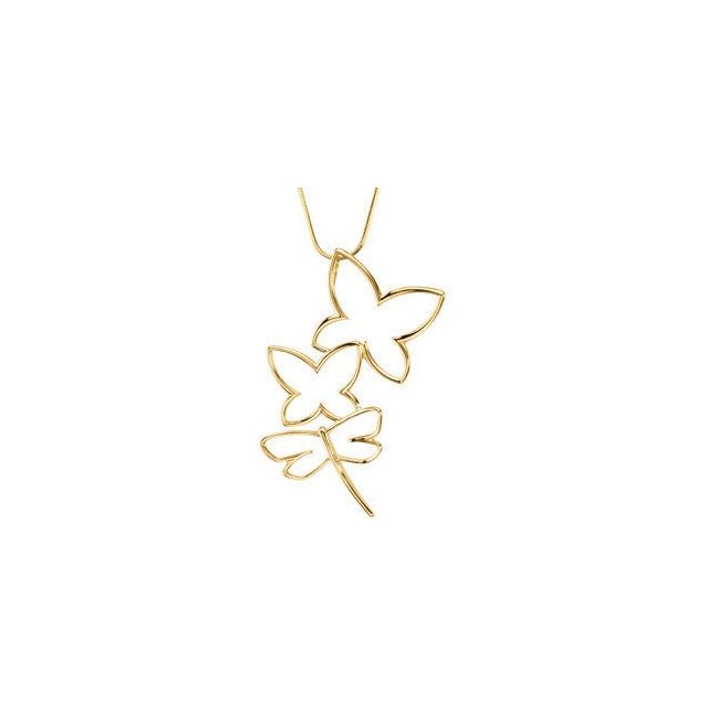 14K Yellow Butterfly & Dragonfly 18