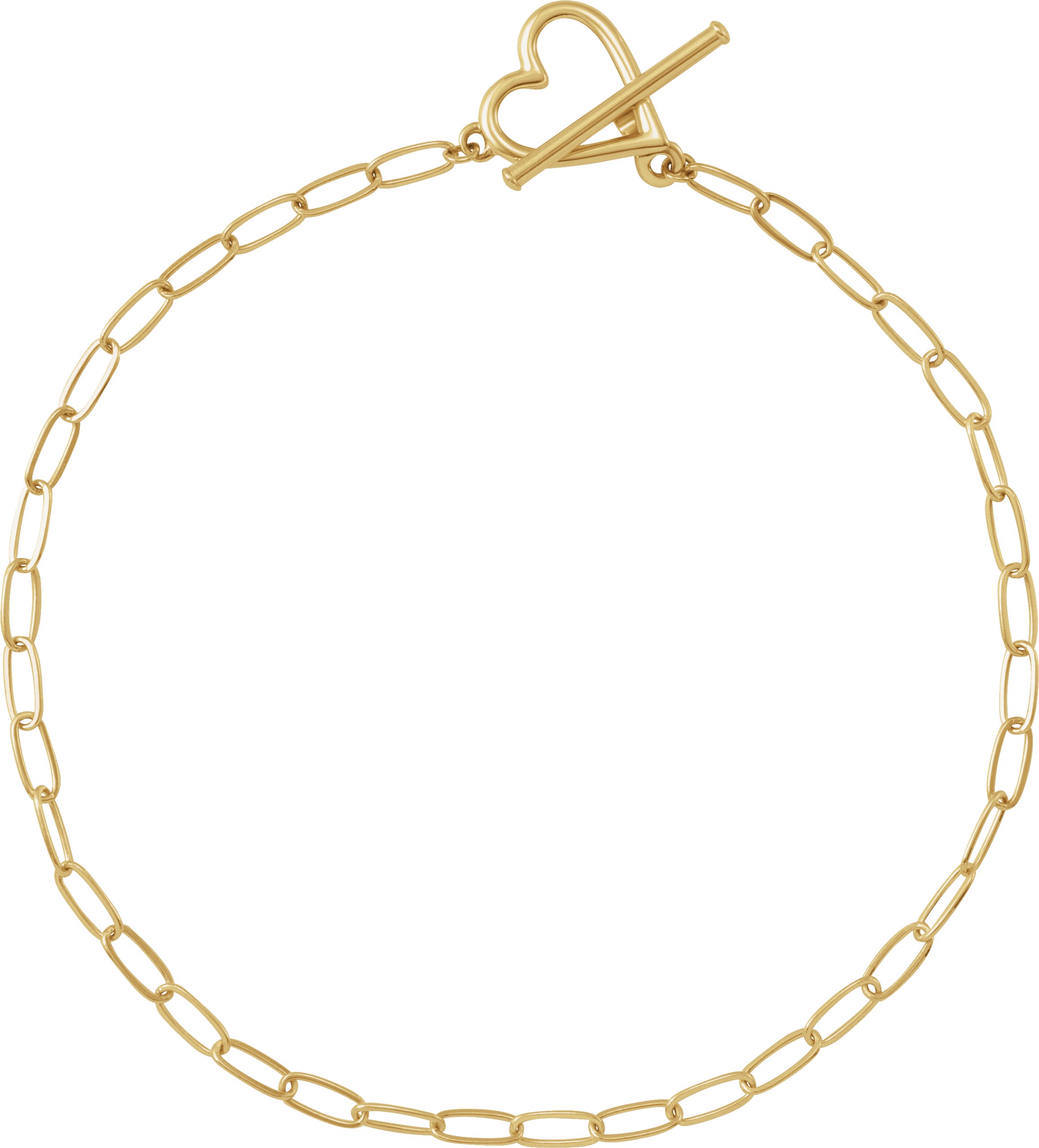 14K Yellow Heart & Paperclip-Style Chain 6" Bracelet