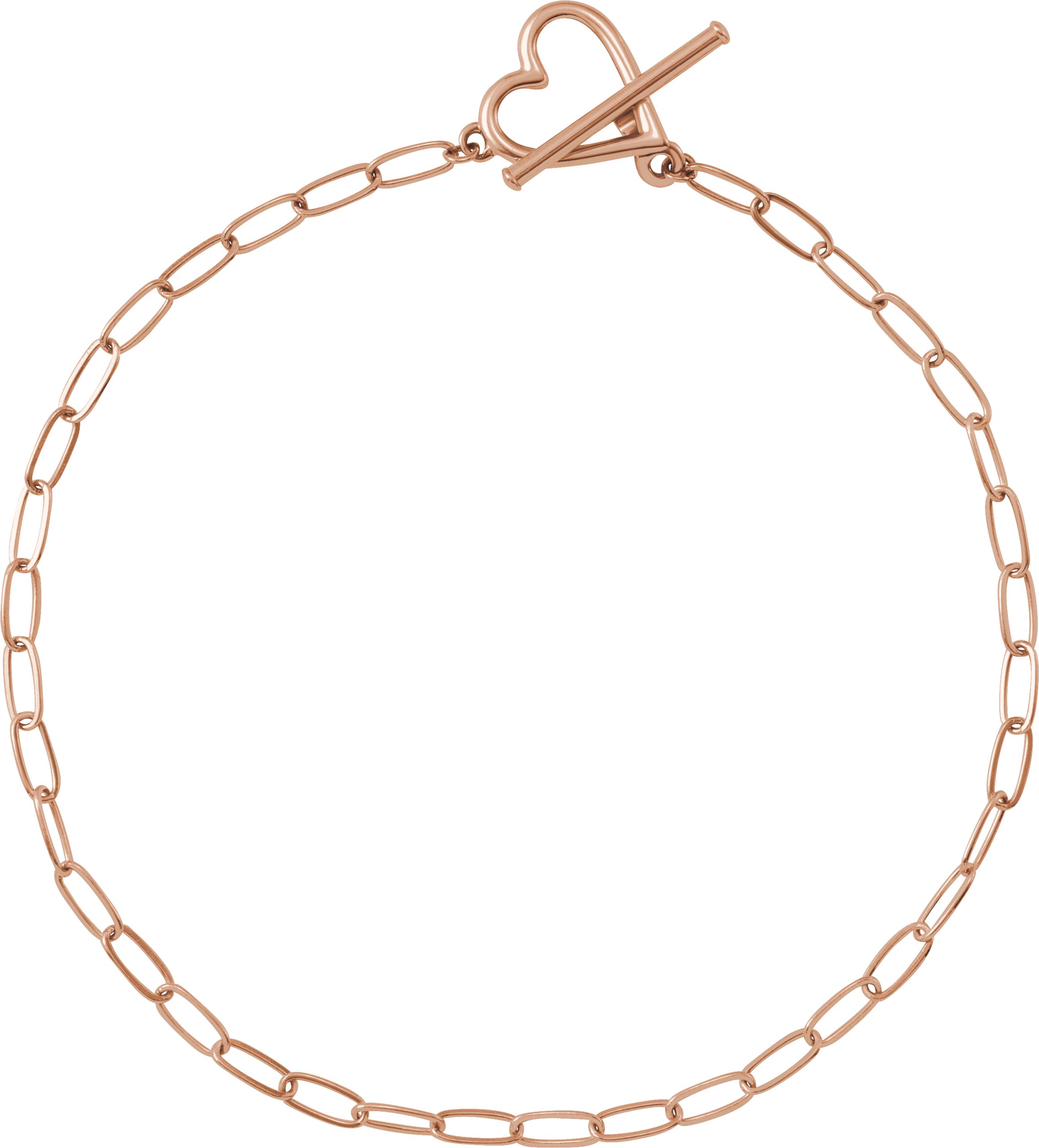 14K Rose Heart & Paperclip-Style Chain 6 Bracelet