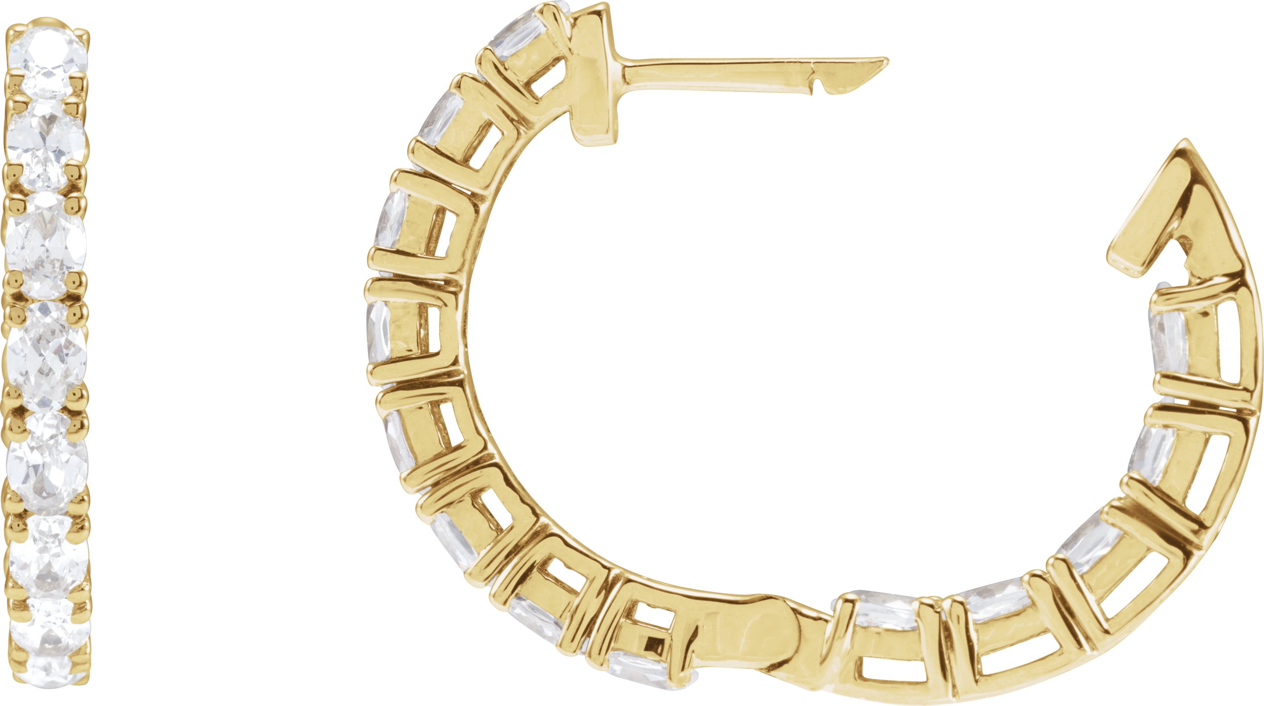 14K Yellow 2 5/8 CTW Natural Diamond Inside-Outside 20.6 mm Hoop Earrings