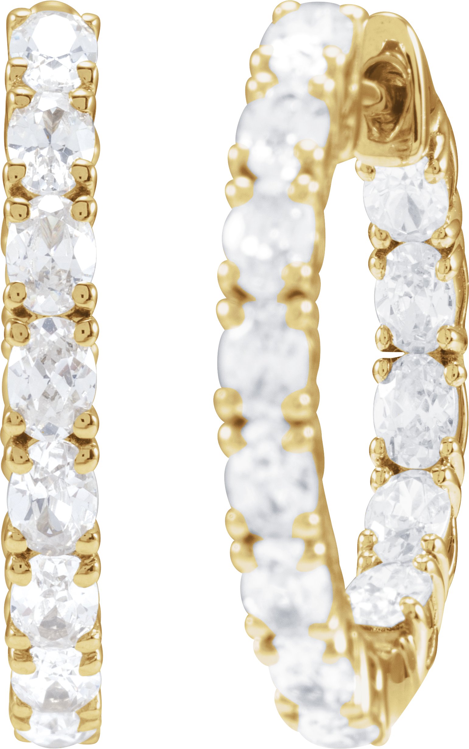 14K Yellow 2 5/8 CTW Natural Diamond Inside-Outside 20.6 mm Hoop Earrings