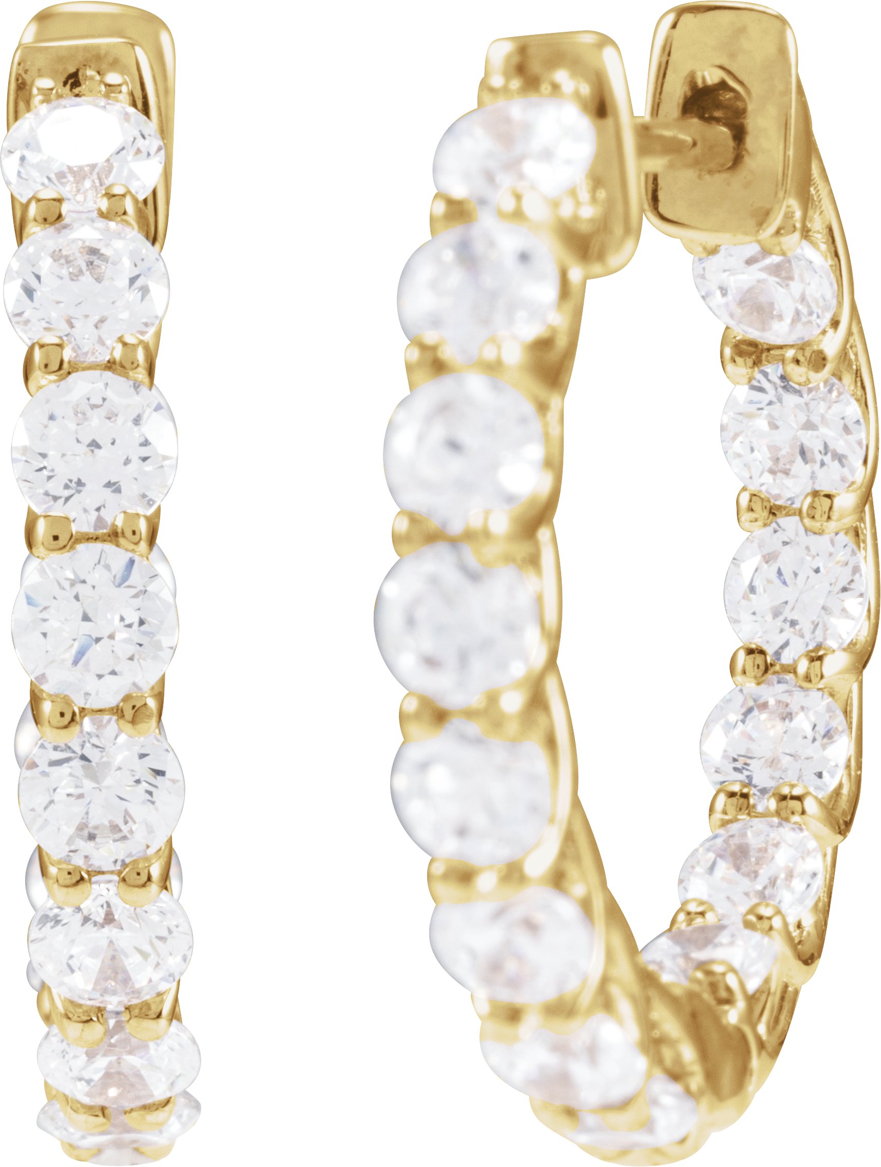 14K Yellow 2 1/5 CTW Lab-Grown Diamond Inside-Outside Hoop Earrings