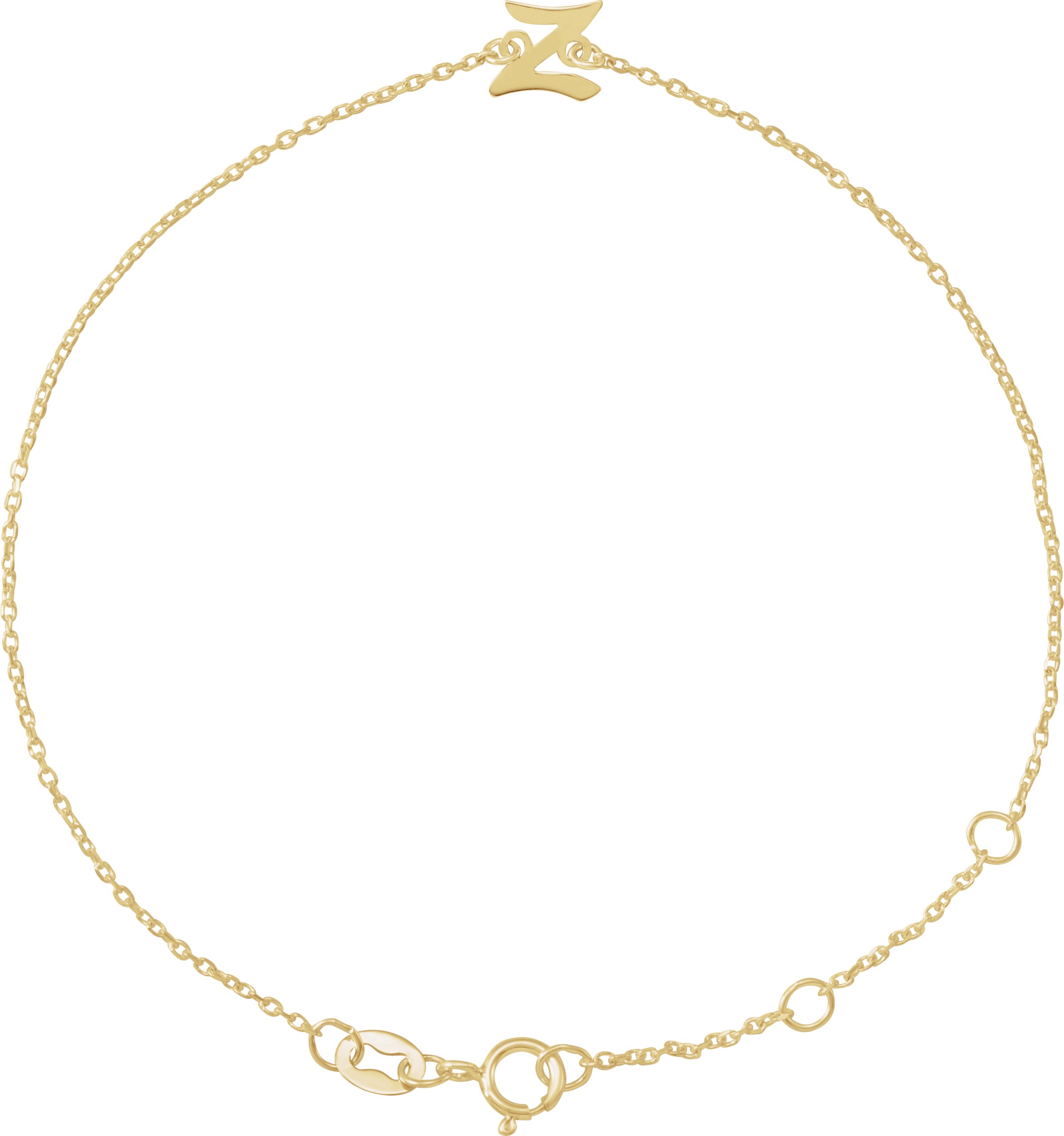 14K Yellow Initial Z 6 1/2-7 1/2 Bracelet