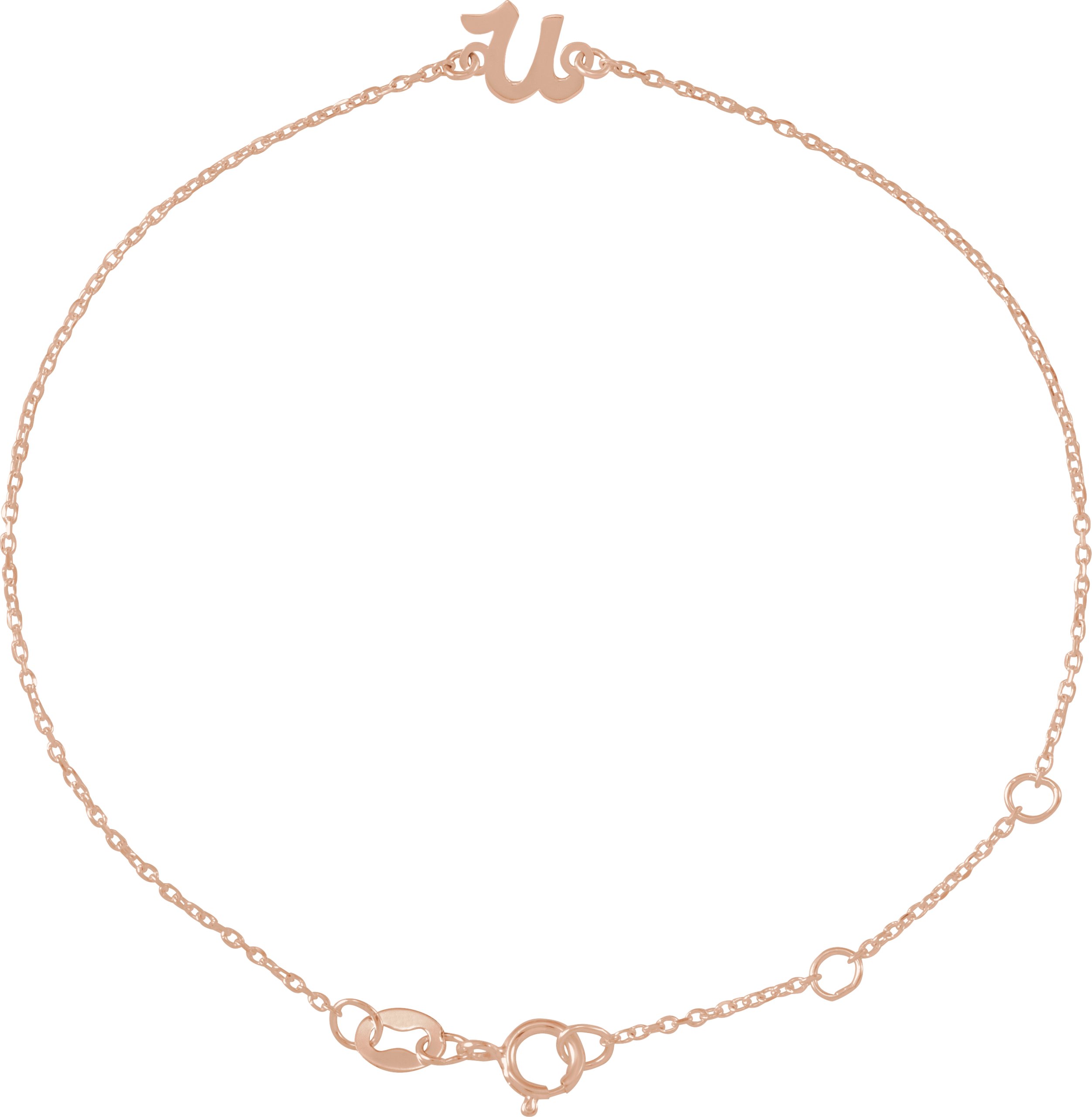 14K Rose Initial U 6 1/2-7 1/2 Bracelet