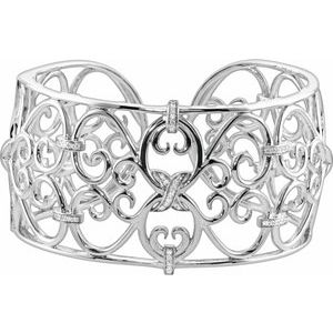 Sterling Silver 1/3 CTW Natural Diamond Cuff 7 1/2" Bracelet