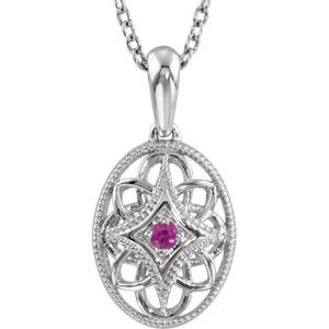 Sterling Silver Natural Ruby 18" Necklace