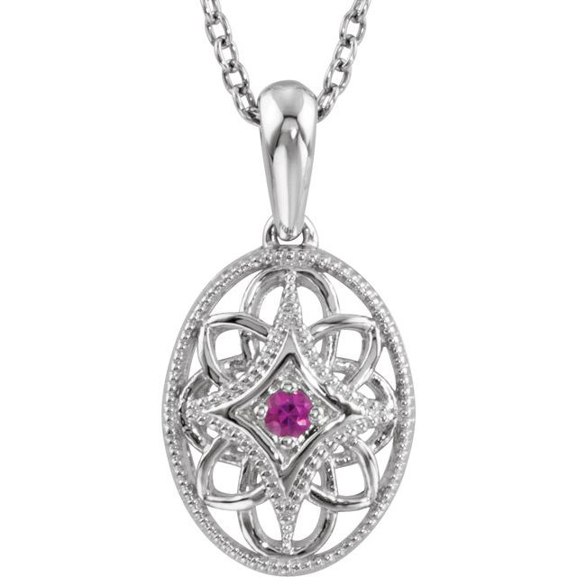 Sterling Silver Natural Ruby 18" Necklace