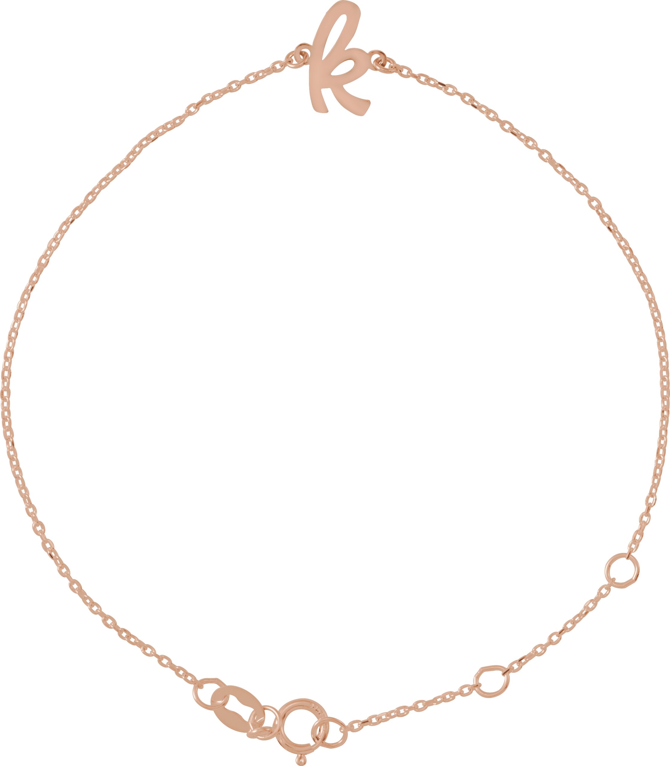 14K Rose Initial K 6 1/2-7 1/2 Bracelet