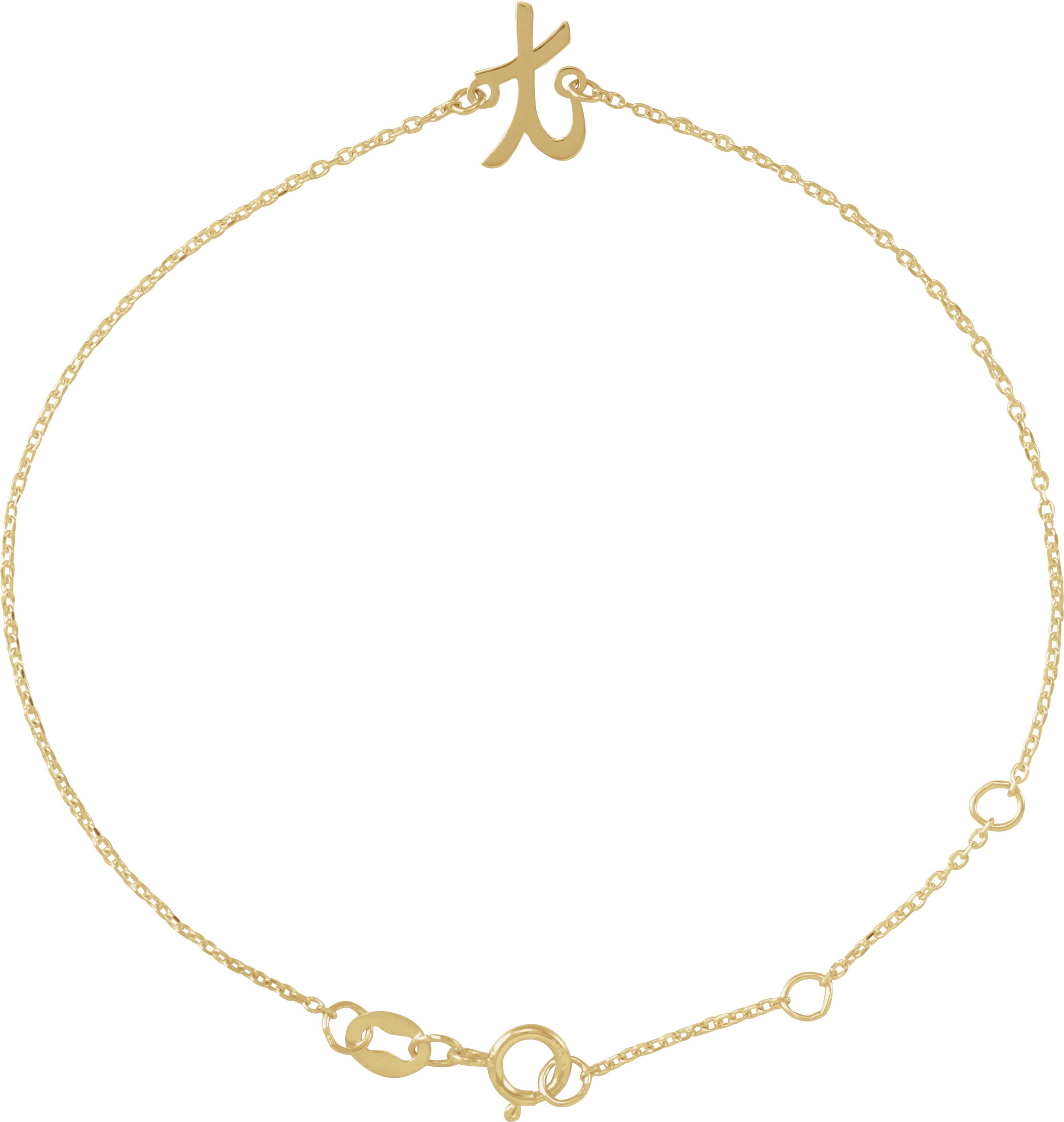 14K Yellow Initial T 6 1/2-7 1/2 Bracelet