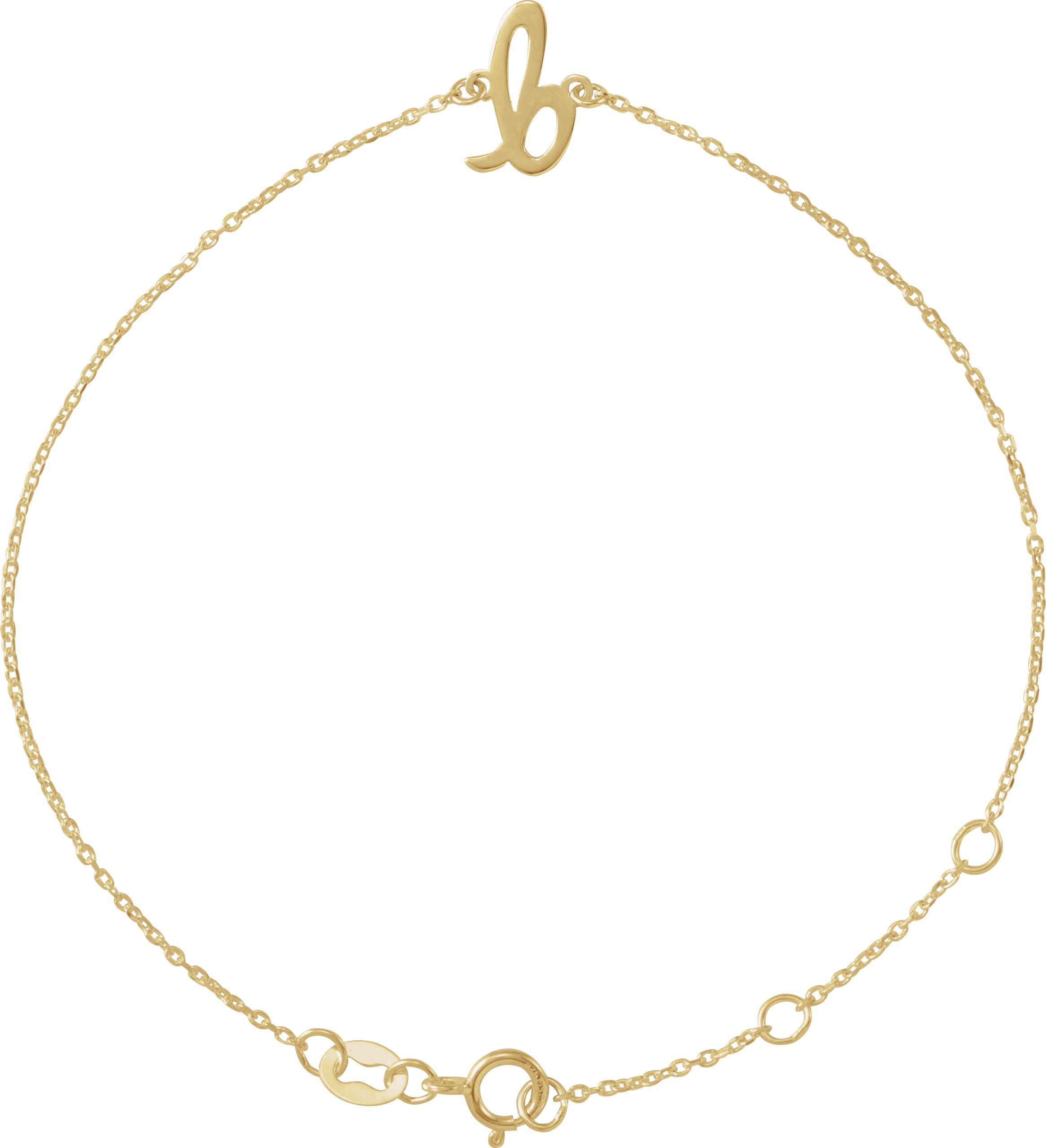 14K Yellow Initial B 6 1/2-7 1/2 Bracelet