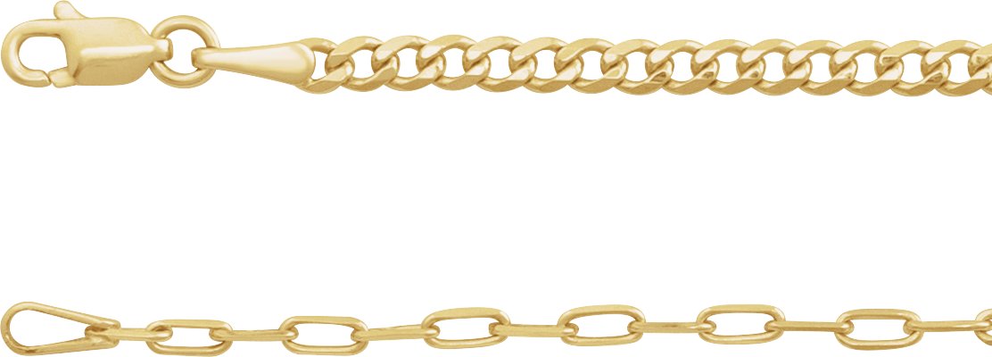  2.7 mm Curb & Paperclip-Style Chain