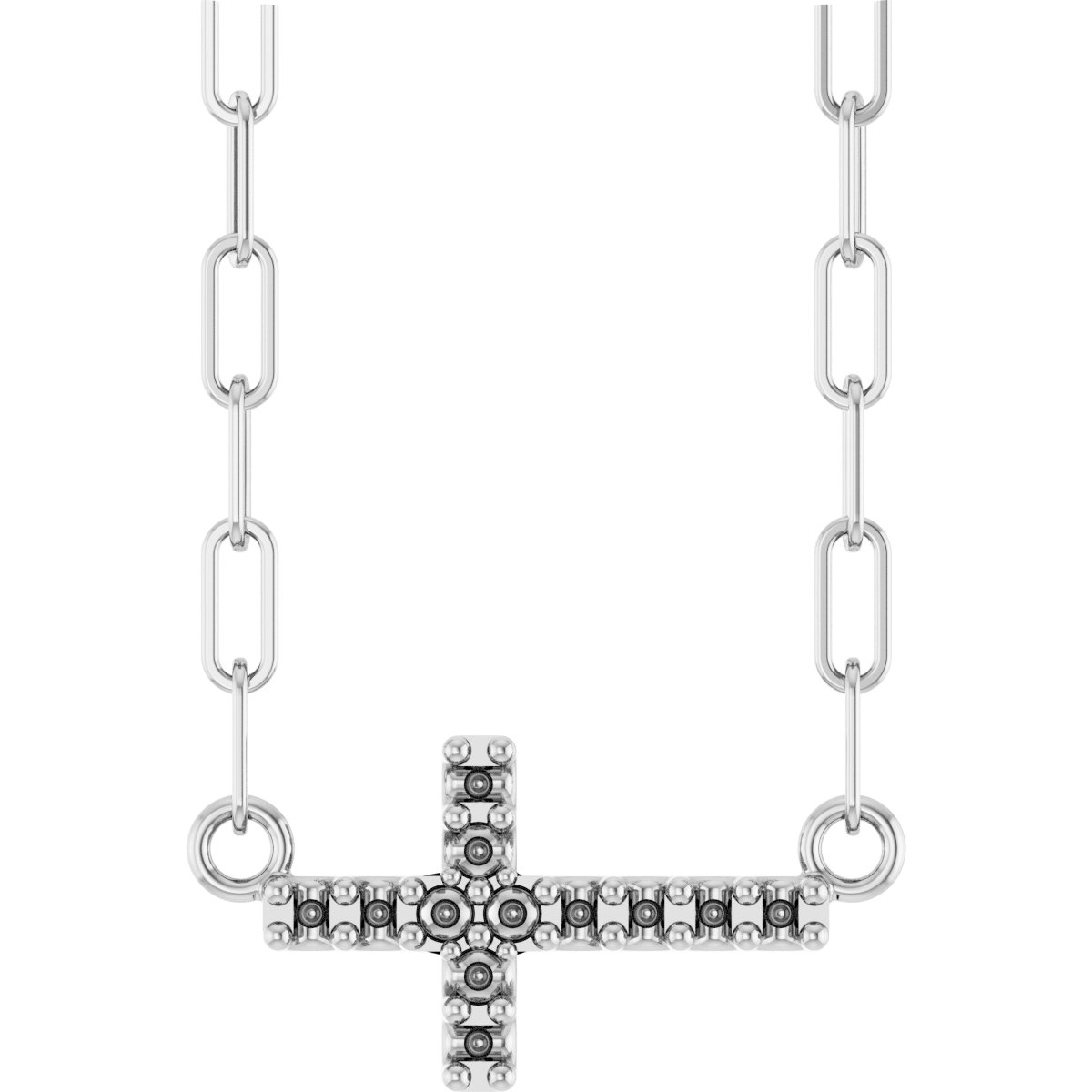 Accented Sideways Cross Necklace