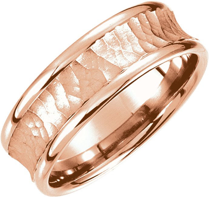 14K Rose 7.5 mm Concave Band with Hammer Finish Size 4 Ref 6904398