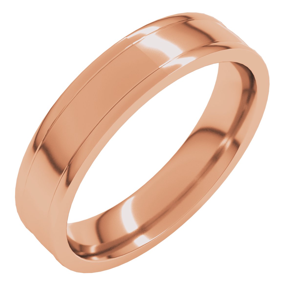 Round-Edge Grooved Comfort-Fit Half Round Band