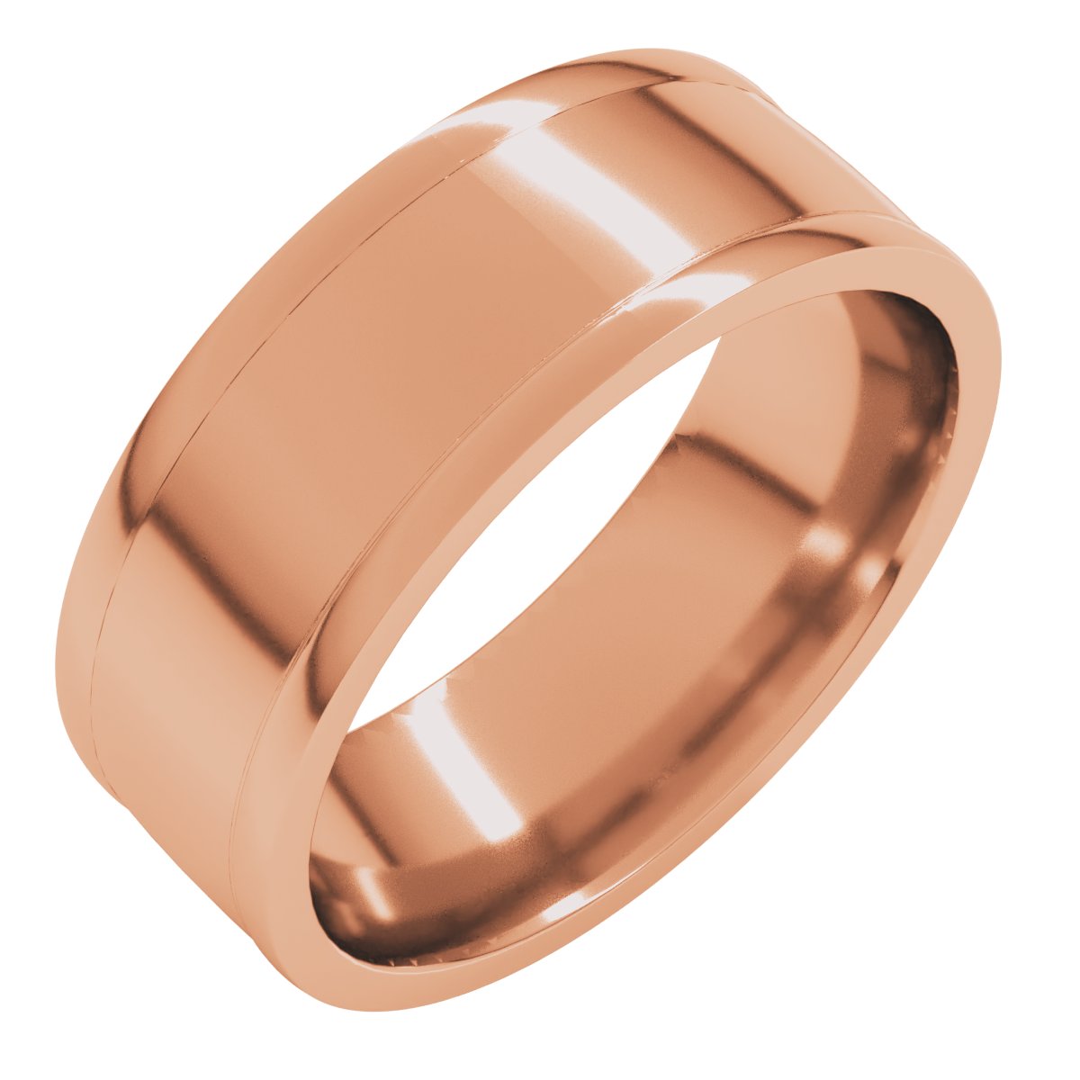 Round-Edge Grooved Comfort-Fit Half Round Band