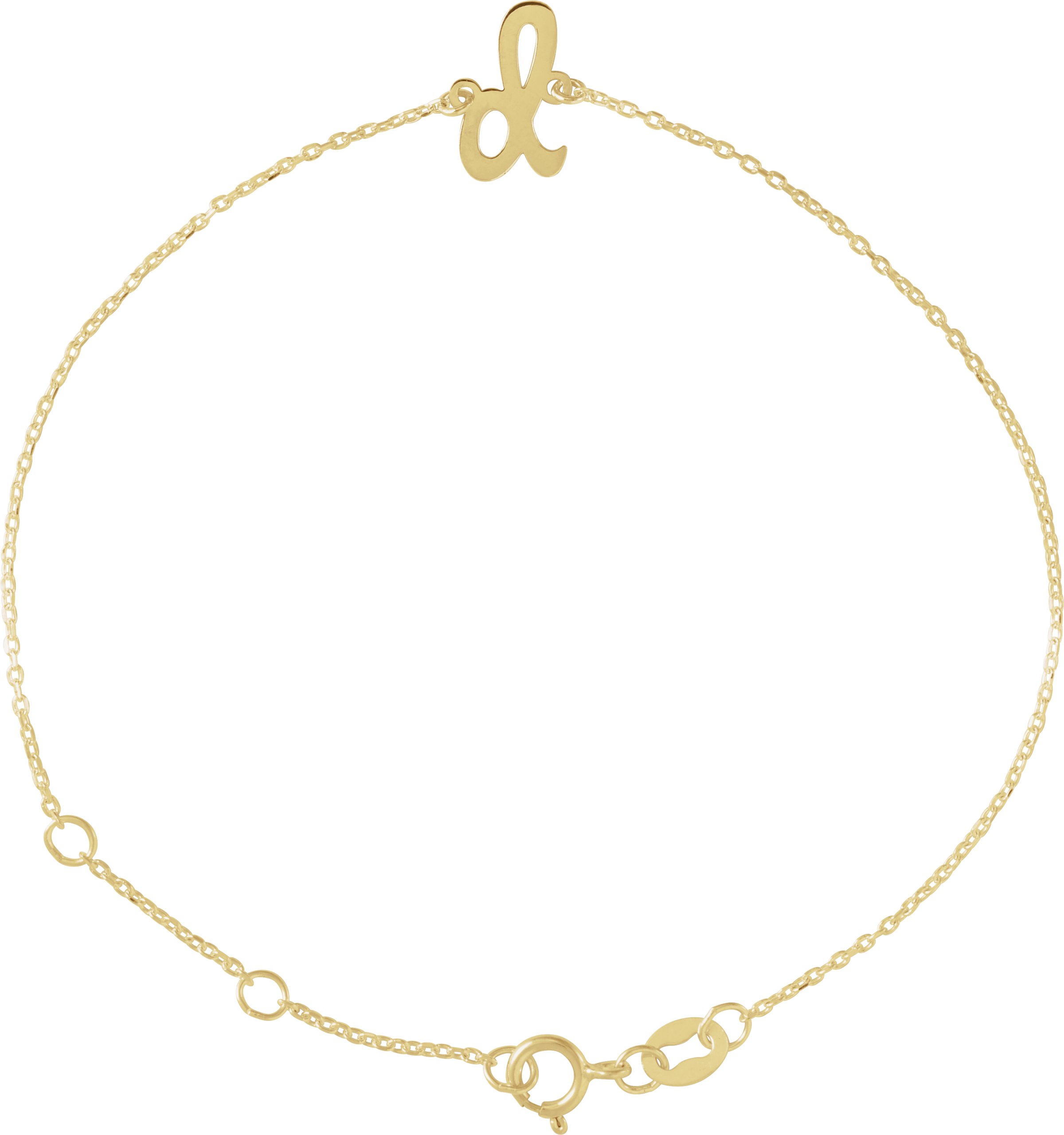 14K Yellow Initial D 6 1/2-7 1/2 Bracelet