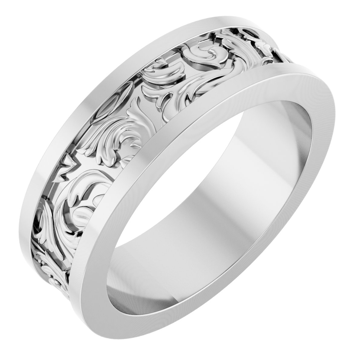 Sculptural Flat Band with Bead Blast Finish