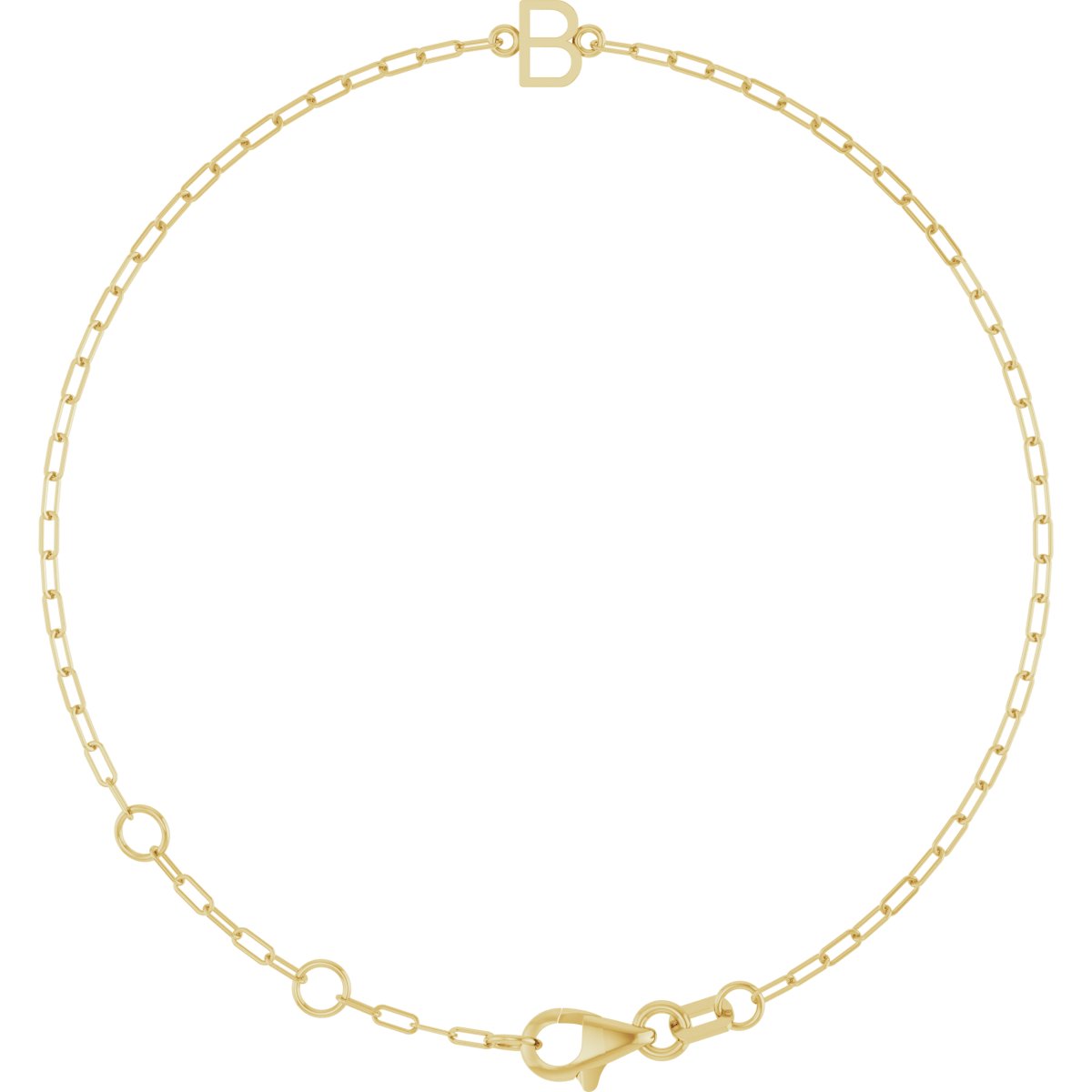 14K Yellow Sans Serif Initial B 6 1/2-7 1/2 Bracelet