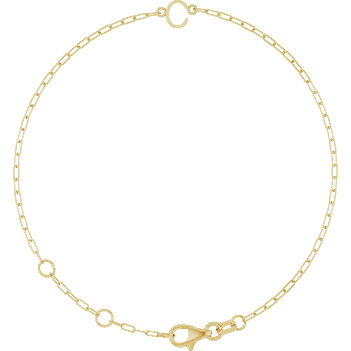 14K Yellow Sans Serif Initial C 6 1/2-7 1/2 Bracelet