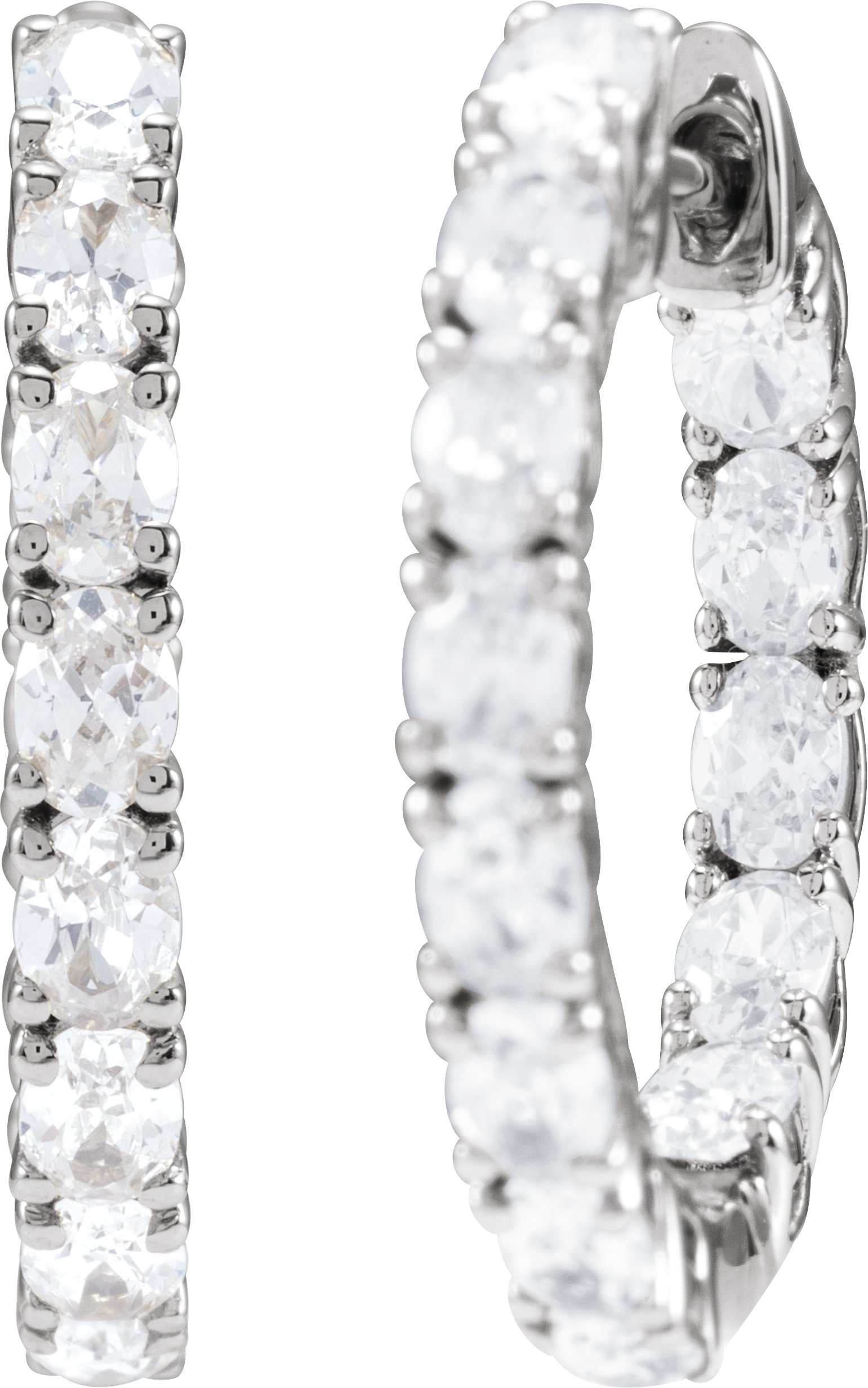 14K White 2 5/8 CTW Lab-Grown Diamond Inside-Outside 20.6 mm Hoop Earrings